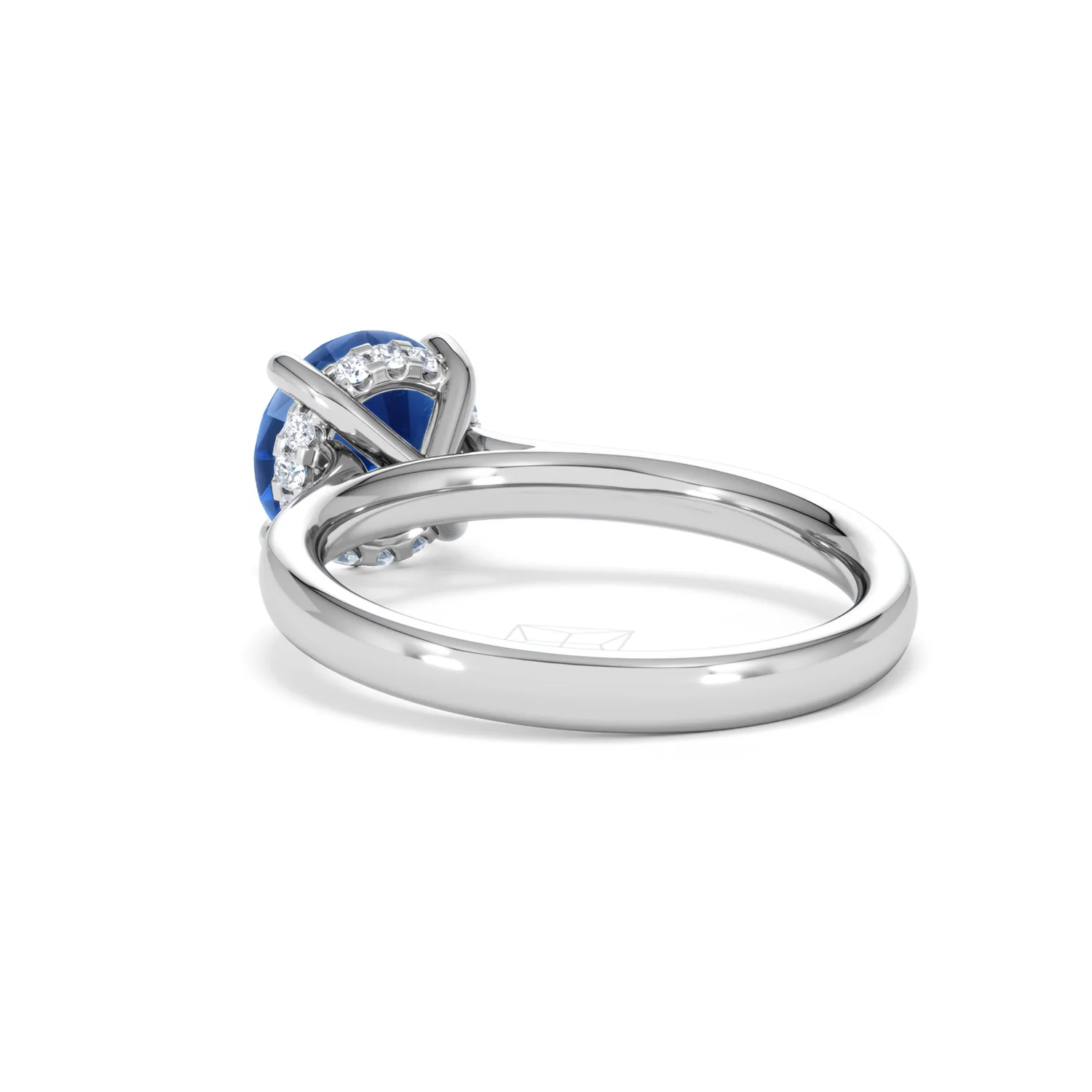 Amora 2.00ct Round Cut Lab Sapphire Hidden Halo Engagement Ring in 18K White Gold - Image 55