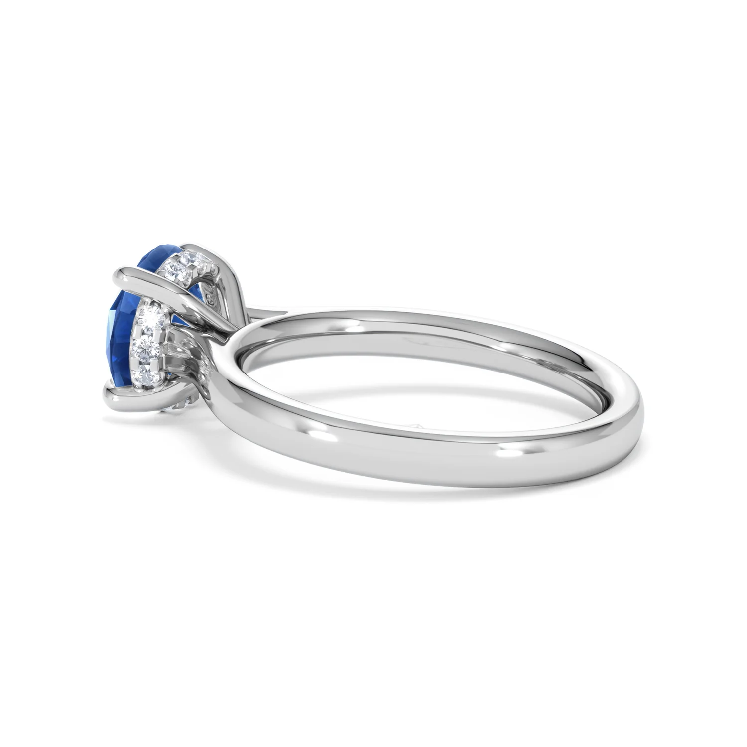 Amora 2.00ct Round Cut Lab Sapphire Hidden Halo Engagement Ring in 18K White Gold - Image 62