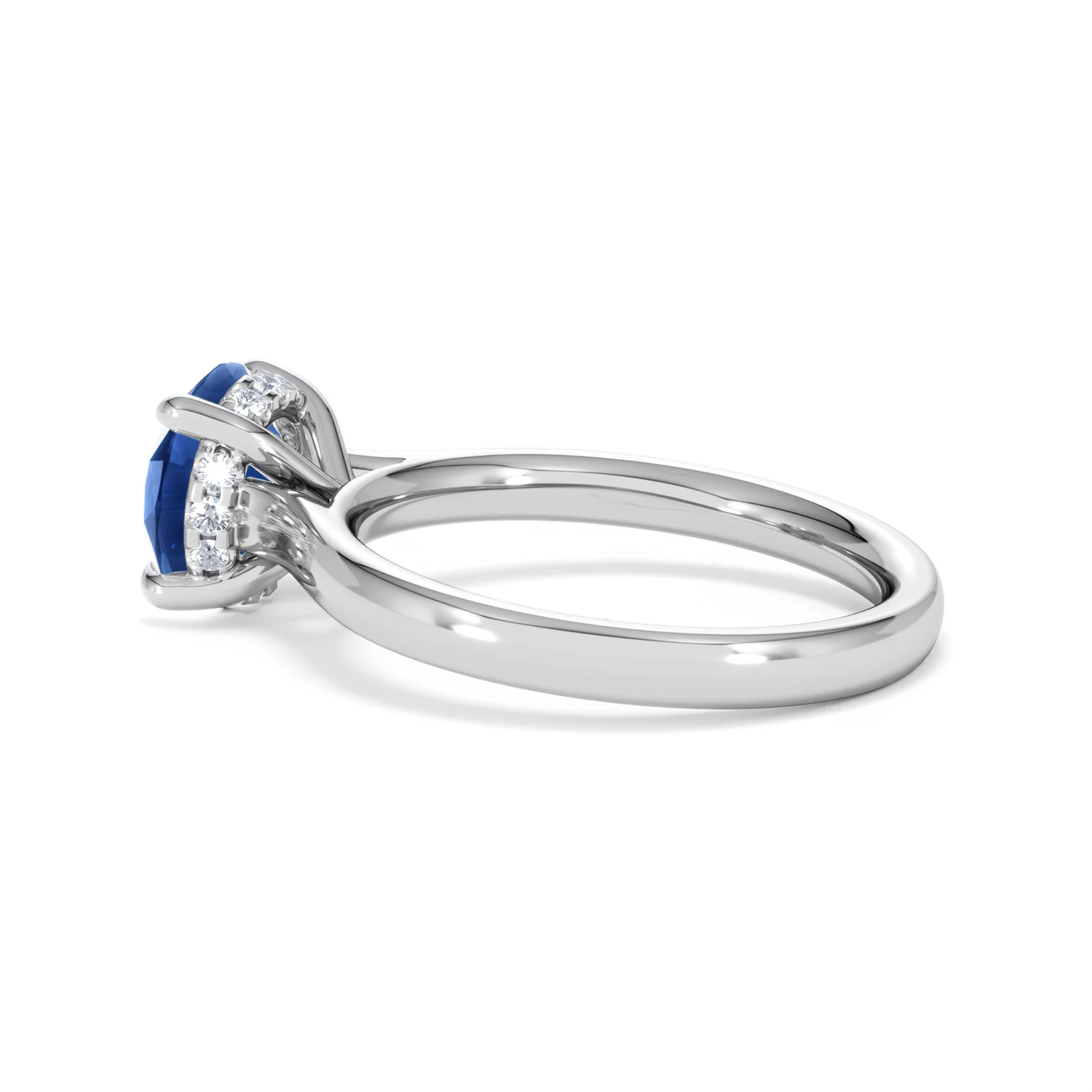 Amora 2.00ct Round Cut Lab Sapphire Hidden Halo Engagement Ring in 18K White Gold - Image 63