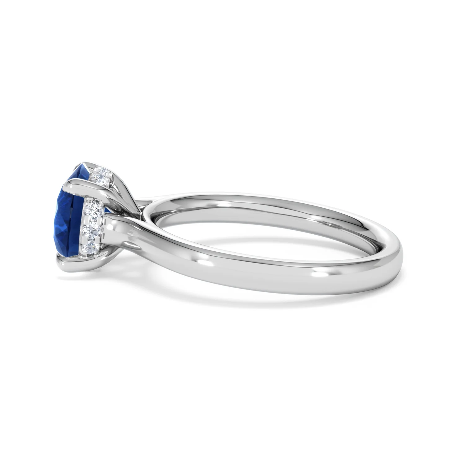 Amora 2.00ct Round Cut Lab Sapphire Hidden Halo Engagement Ring in 18K White Gold - Image 67