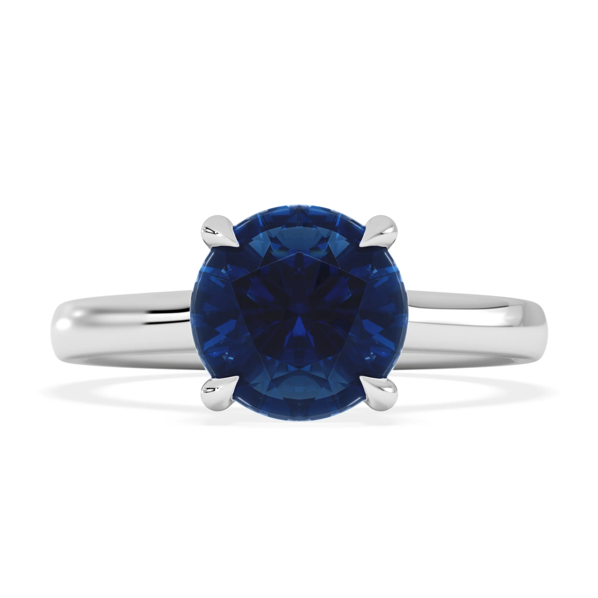 Amora 2.00ct Round Cut Lab Sapphire Hidden Halo Engagement Ring in 18K White Gold - Image 7