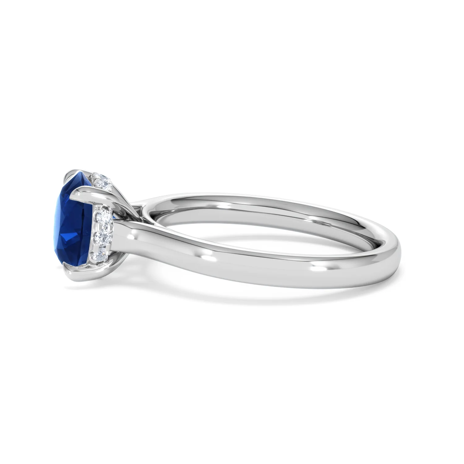 Amora 2.00ct Round Cut Lab Sapphire Hidden Halo Engagement Ring in 18K White Gold - Image 70