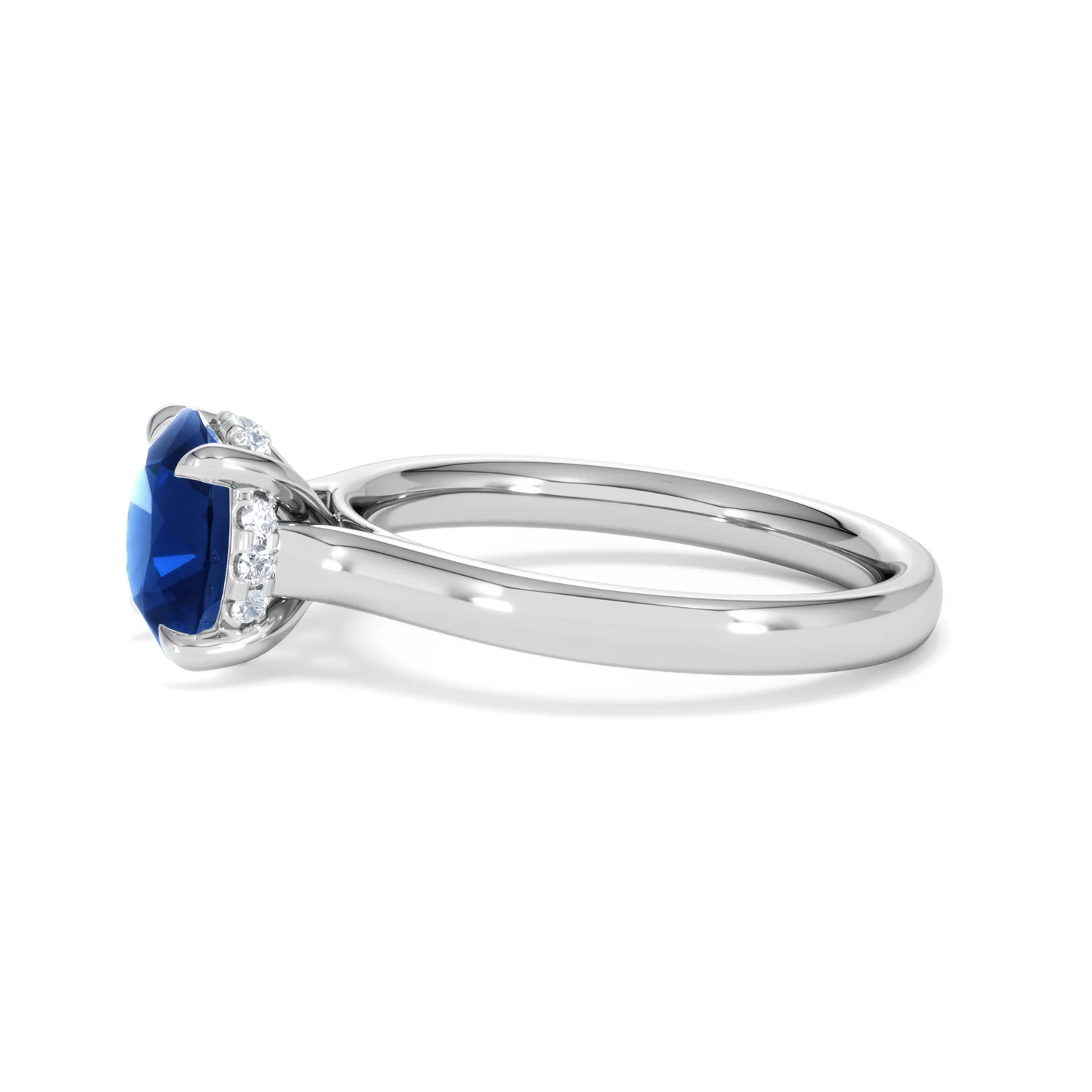 Amora 2.00ct Round Cut Lab Sapphire Hidden Halo Engagement Ring in 18K White Gold - Image 71