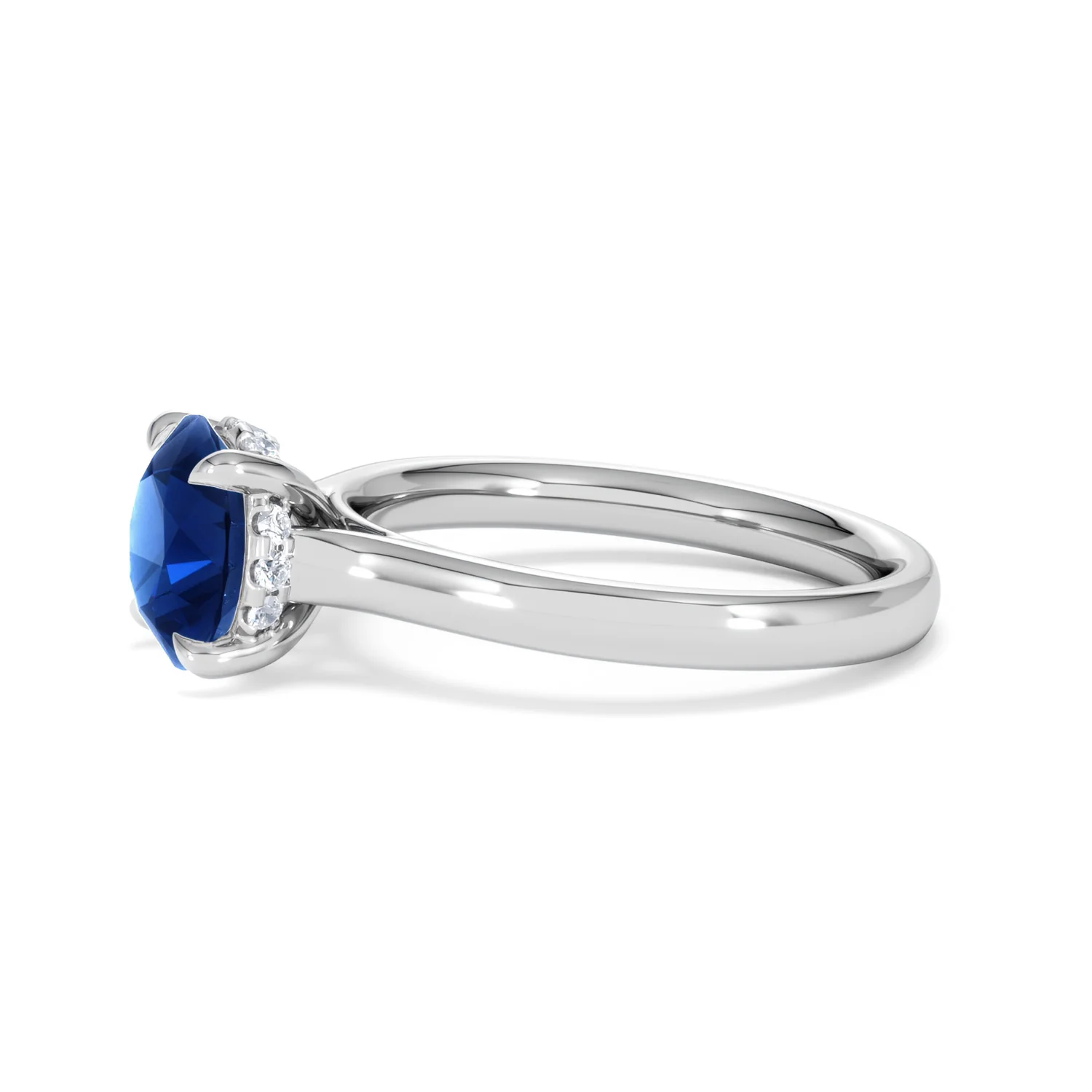 Amora 2.00ct Round Cut Lab Sapphire Hidden Halo Engagement Ring in 18K White Gold - Image 72