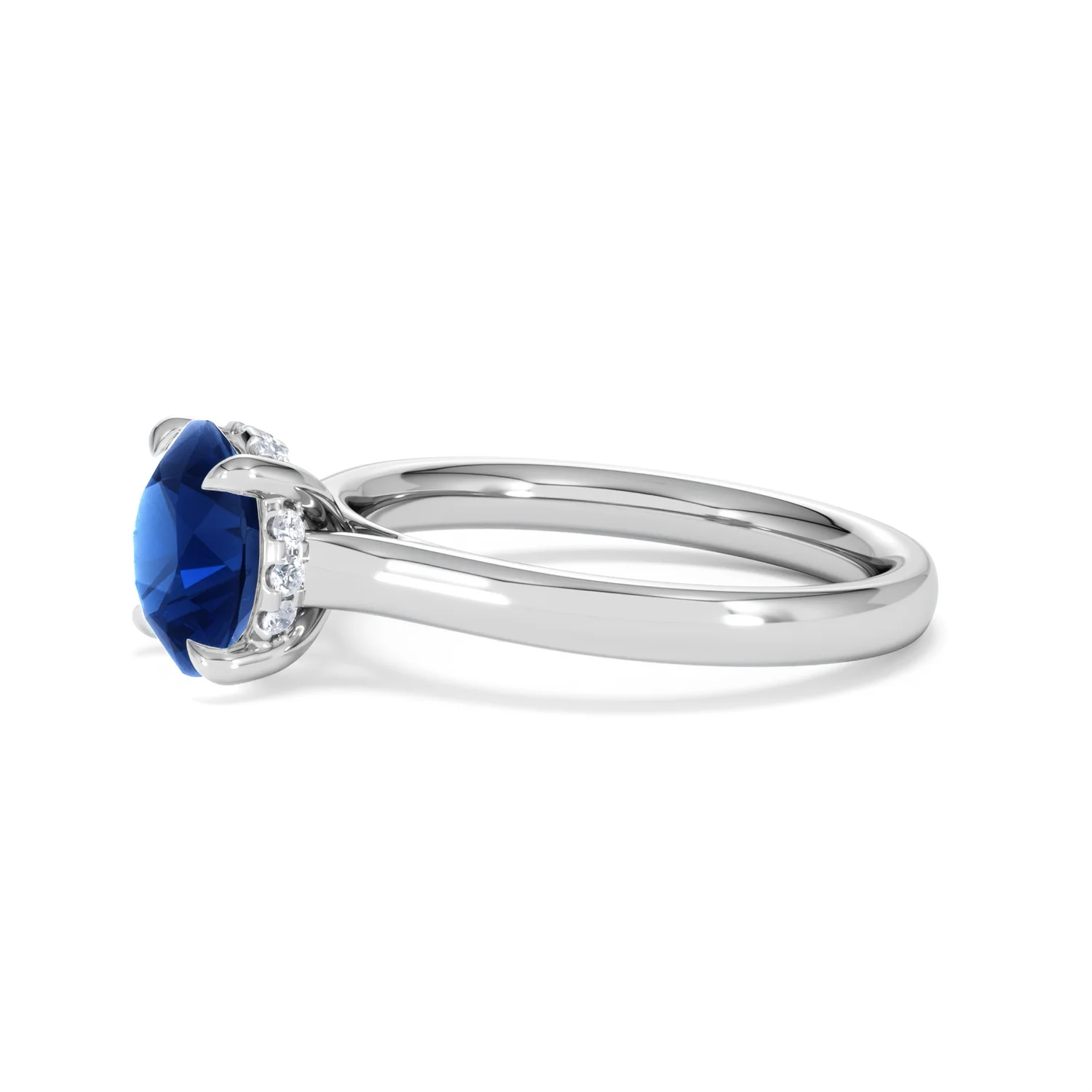 Amora 2.00ct Round Cut Lab Sapphire Hidden Halo Engagement Ring in 18K White Gold - Image 73