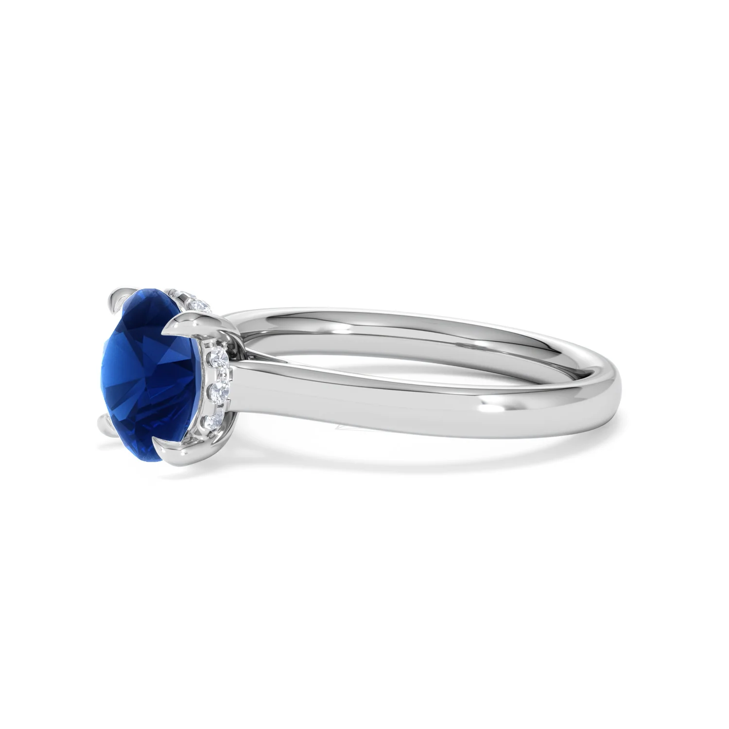 Amora 2.00ct Round Cut Lab Sapphire Hidden Halo Engagement Ring in 18K White Gold - Image 75