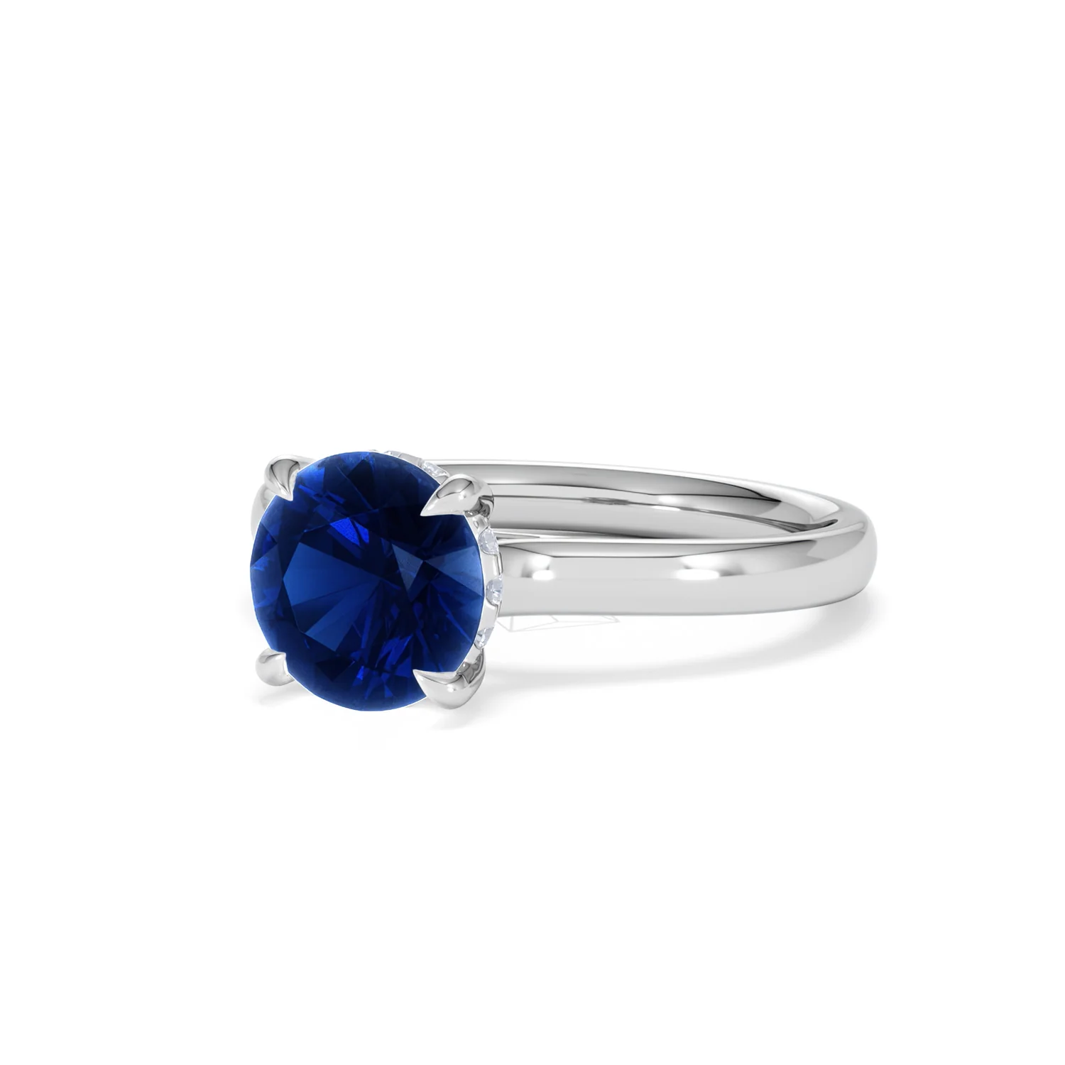 Amora 2.00ct Round Cut Lab Sapphire Hidden Halo Engagement Ring in 18K White Gold - Image 82