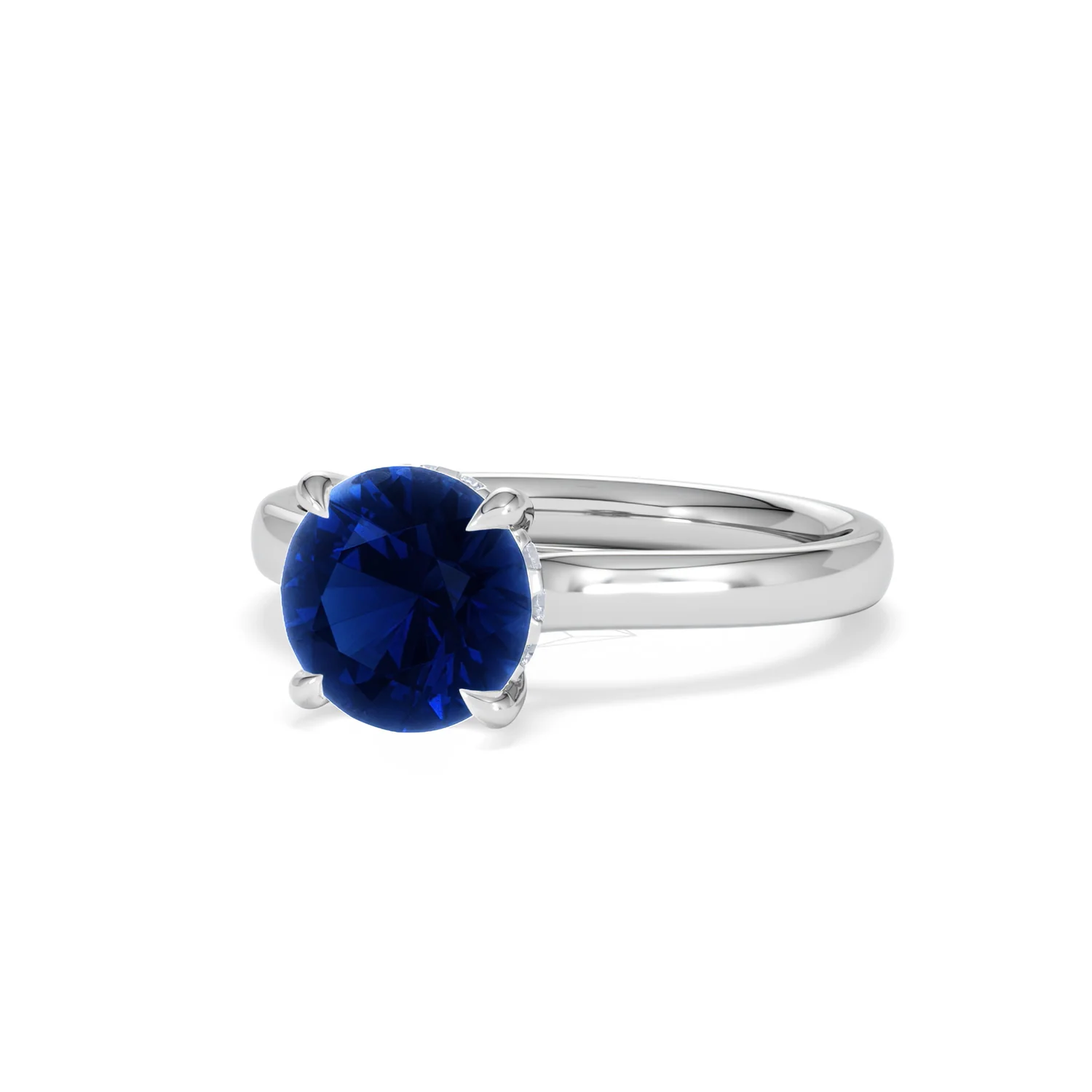 Amora 2.00ct Round Cut Lab Sapphire Hidden Halo Engagement Ring in 18K White Gold - Image 83