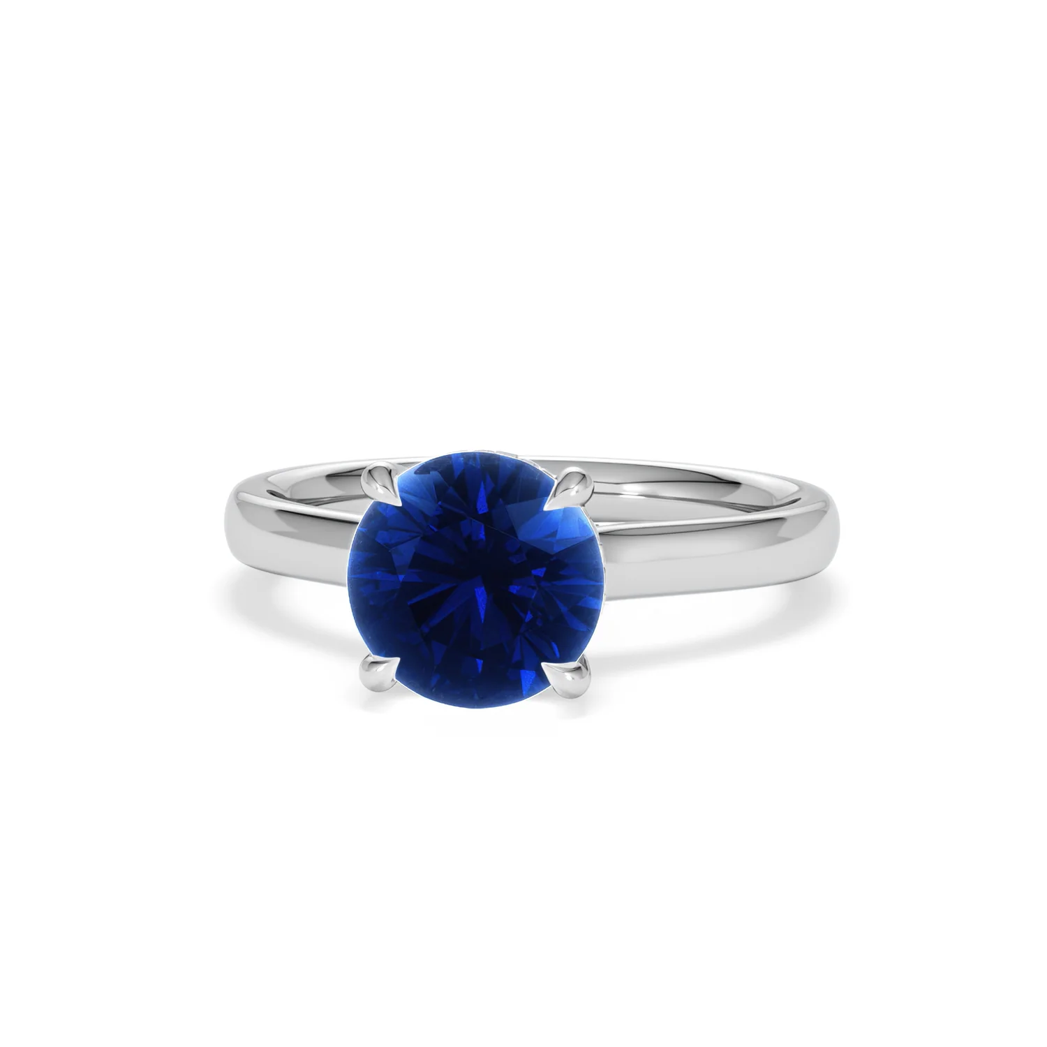 Amora 2.00ct Round Cut Lab Sapphire Hidden Halo Engagement Ring in 18K White Gold - Image 86