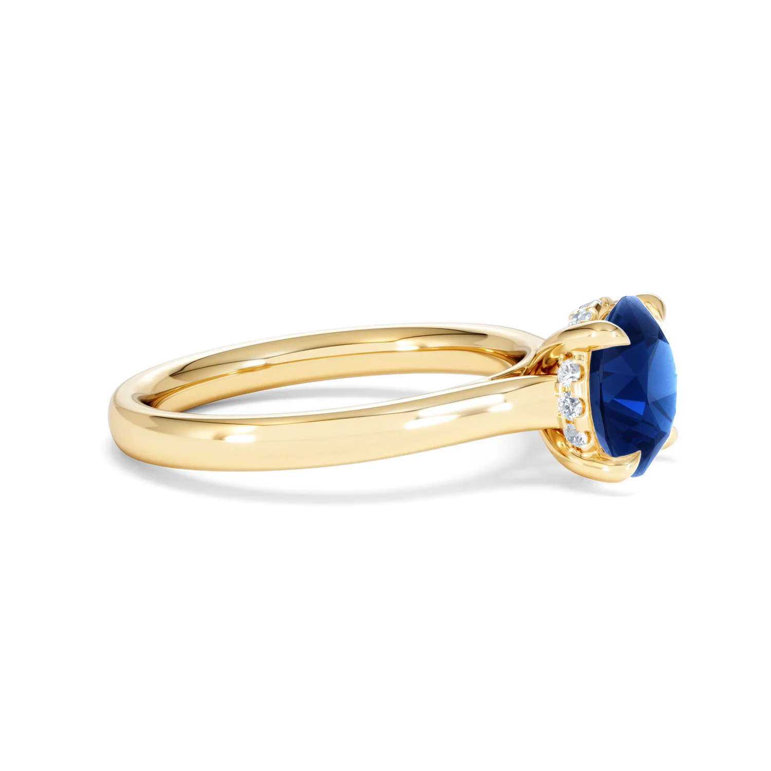Amora 2.00ct Round Cut Lab Sapphire Hidden Halo Engagement Ring in 18K Yellow Gold - Image 23