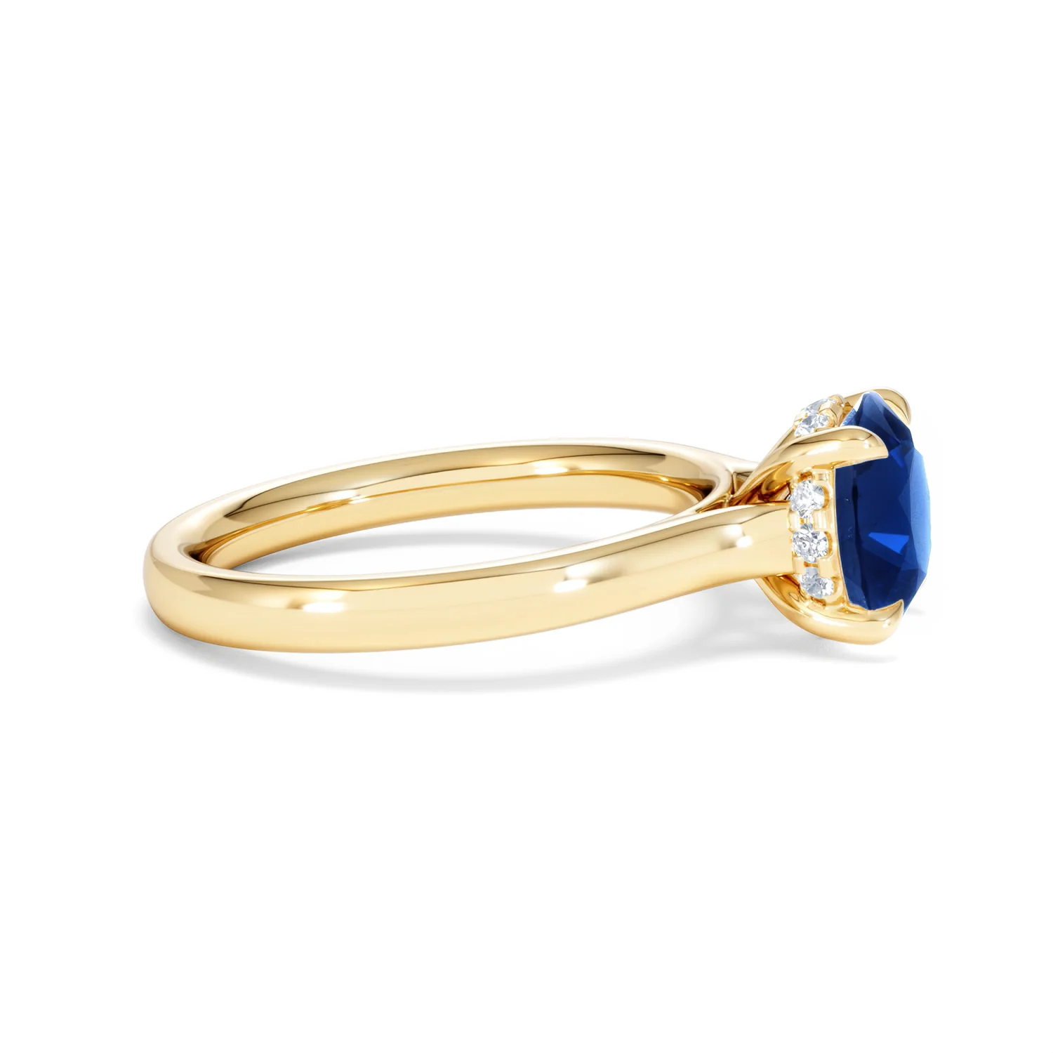 Amora 2.00ct Round Cut Lab Sapphire Hidden Halo Engagement Ring in 18K Yellow Gold - Image 25