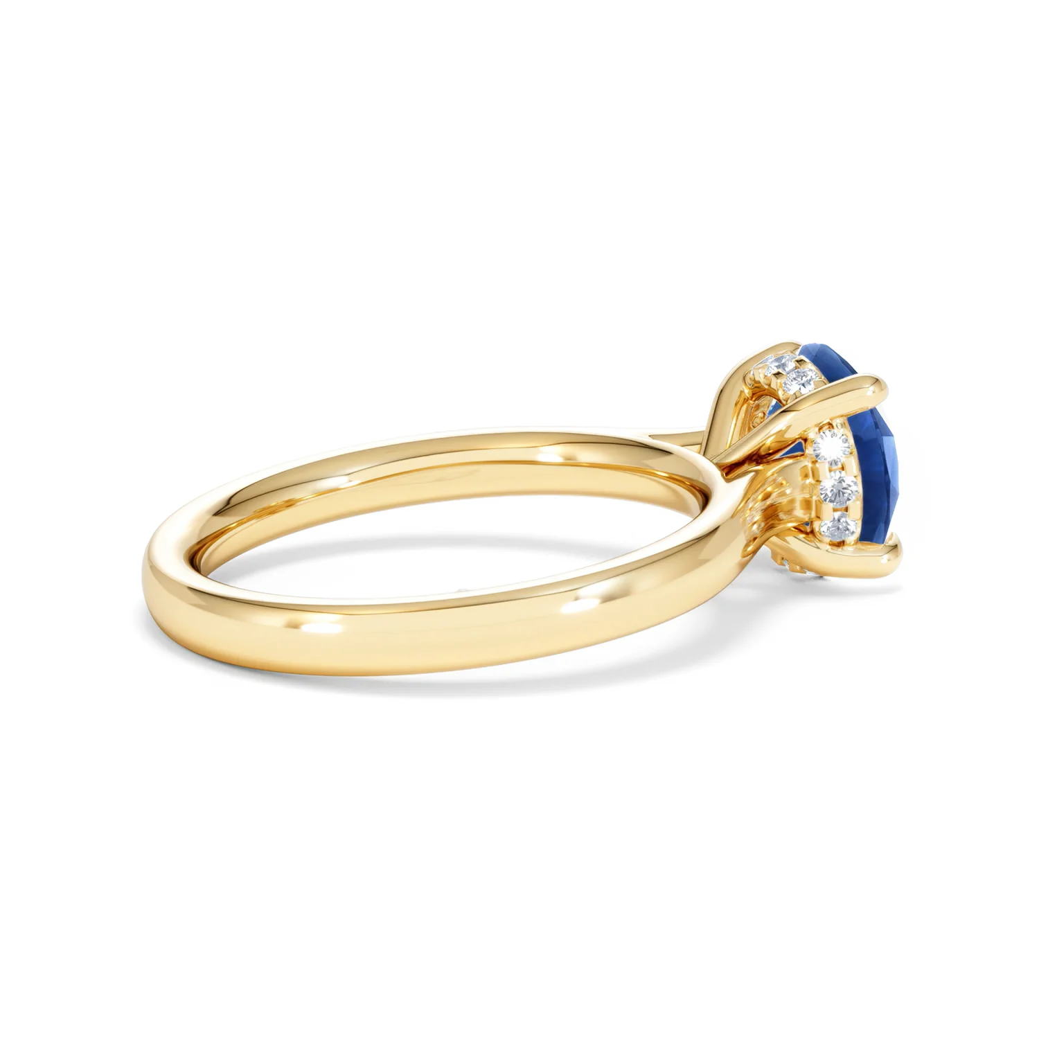 Amora 2.00ct Round Cut Lab Sapphire Hidden Halo Engagement Ring in 18K Yellow Gold - Image 33