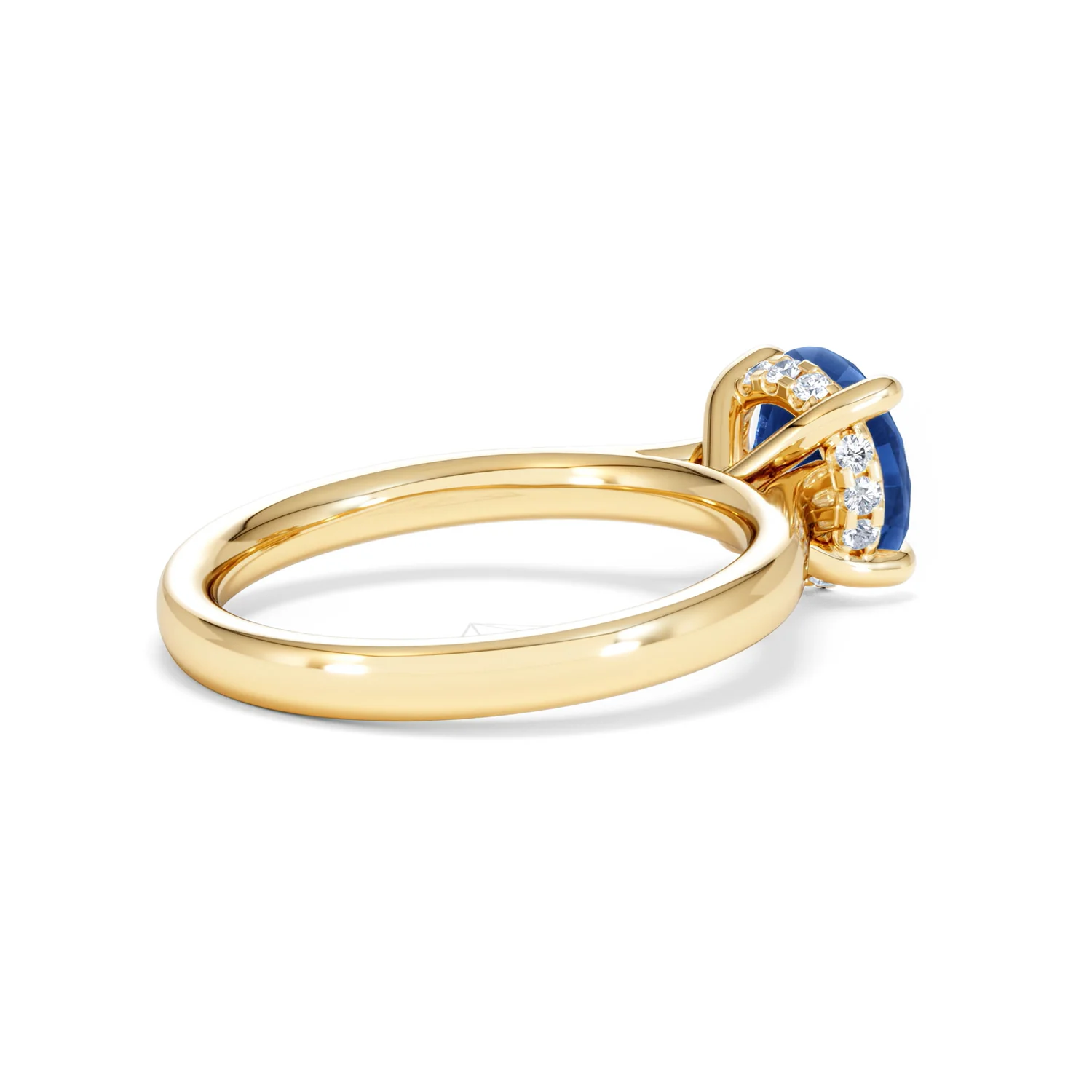 Amora 2.00ct Round Cut Lab Sapphire Hidden Halo Engagement Ring in 18K Yellow Gold - Image 36