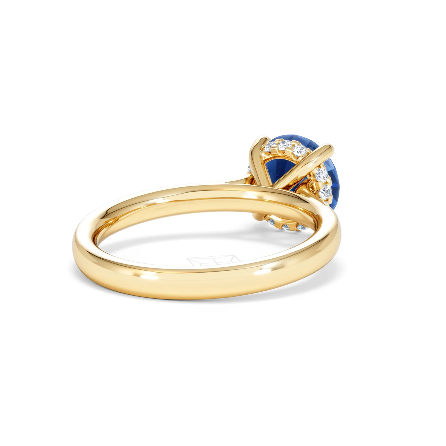 Amora 2.00ct Round Cut Lab Sapphire Hidden Halo Engagement Ring in 18K Yellow Gold - Image 41