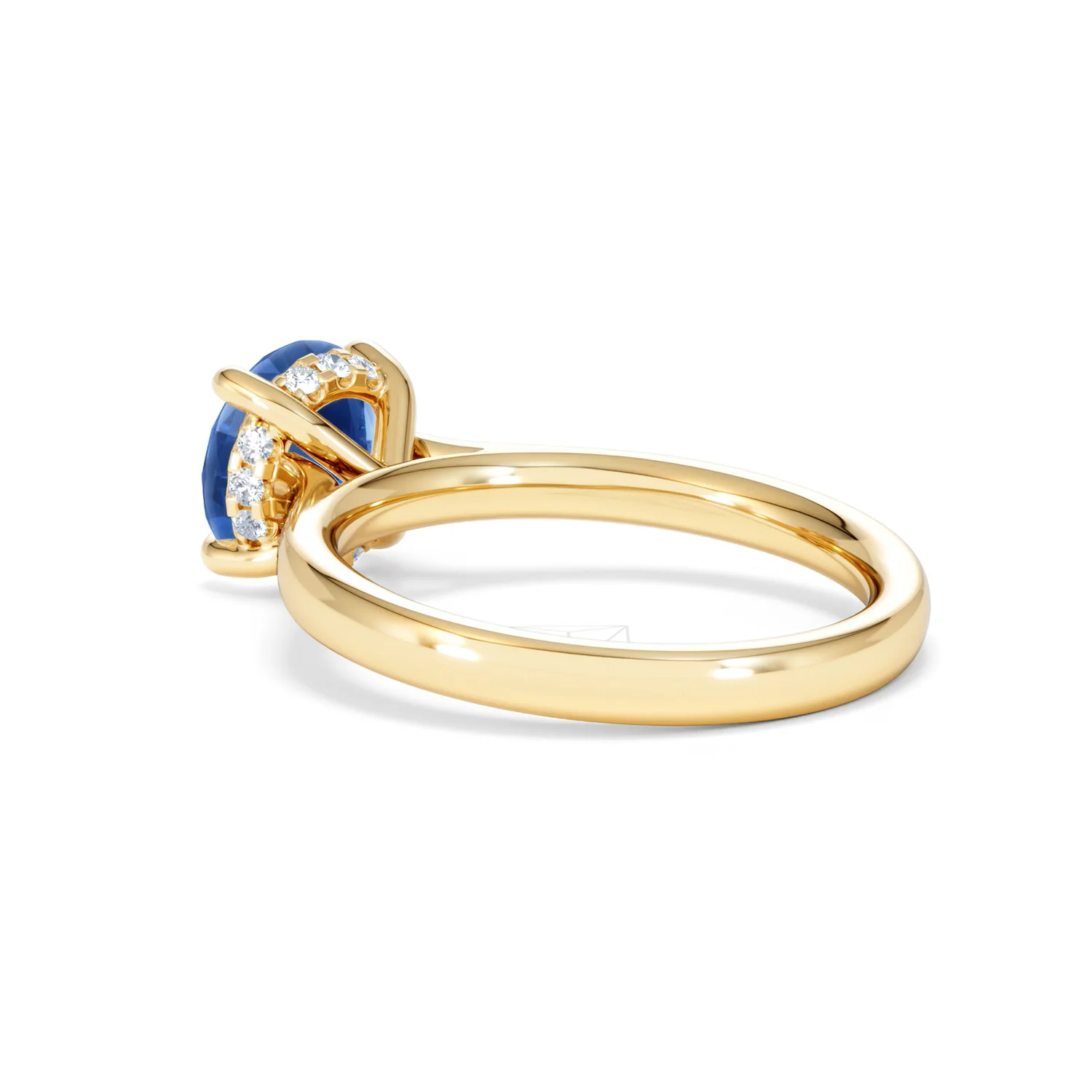 Amora 2.00ct Round Cut Lab Sapphire Hidden Halo Engagement Ring in 18K Yellow Gold - Image 58