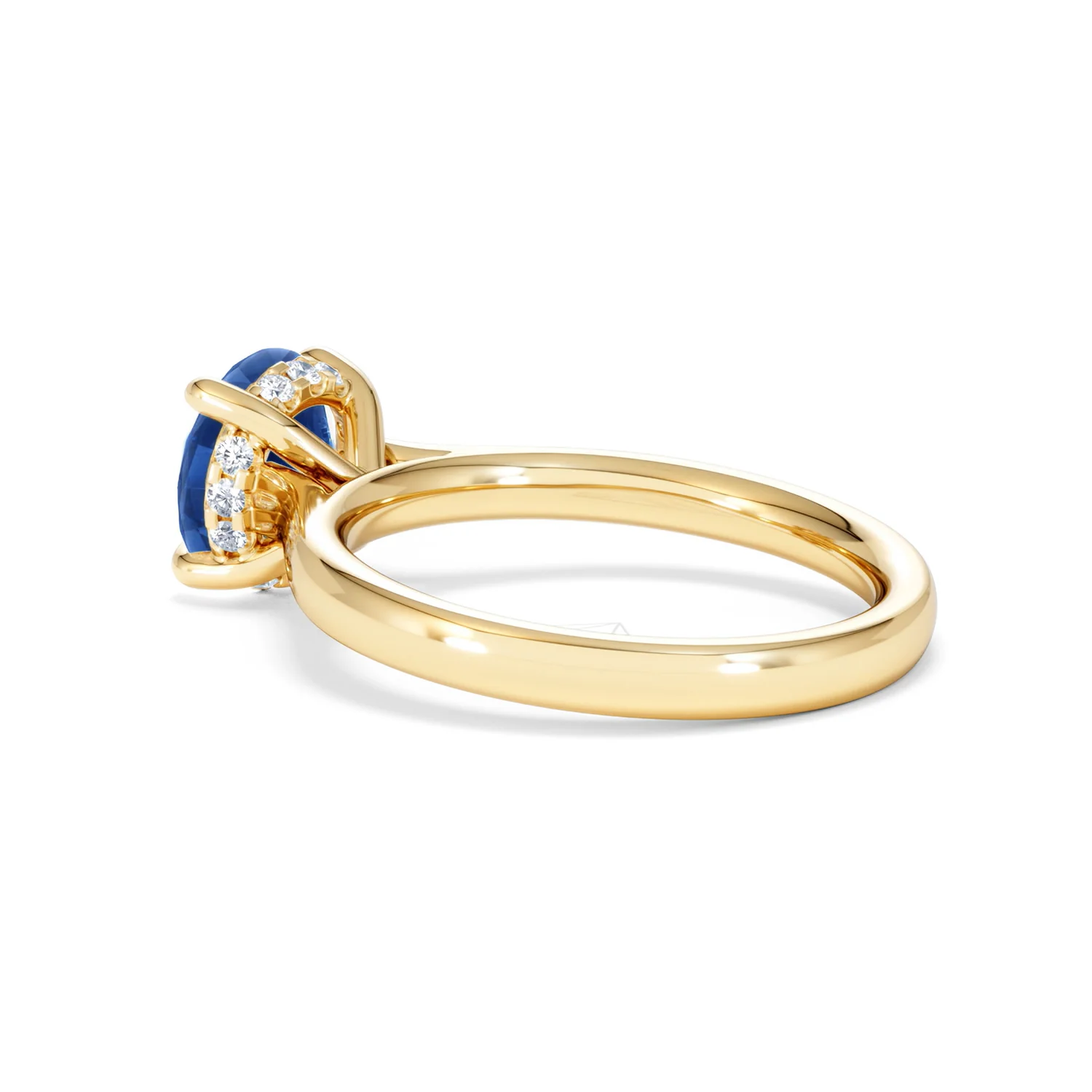 Amora 2.00ct Round Cut Lab Sapphire Hidden Halo Engagement Ring in 18K Yellow Gold - Image 60