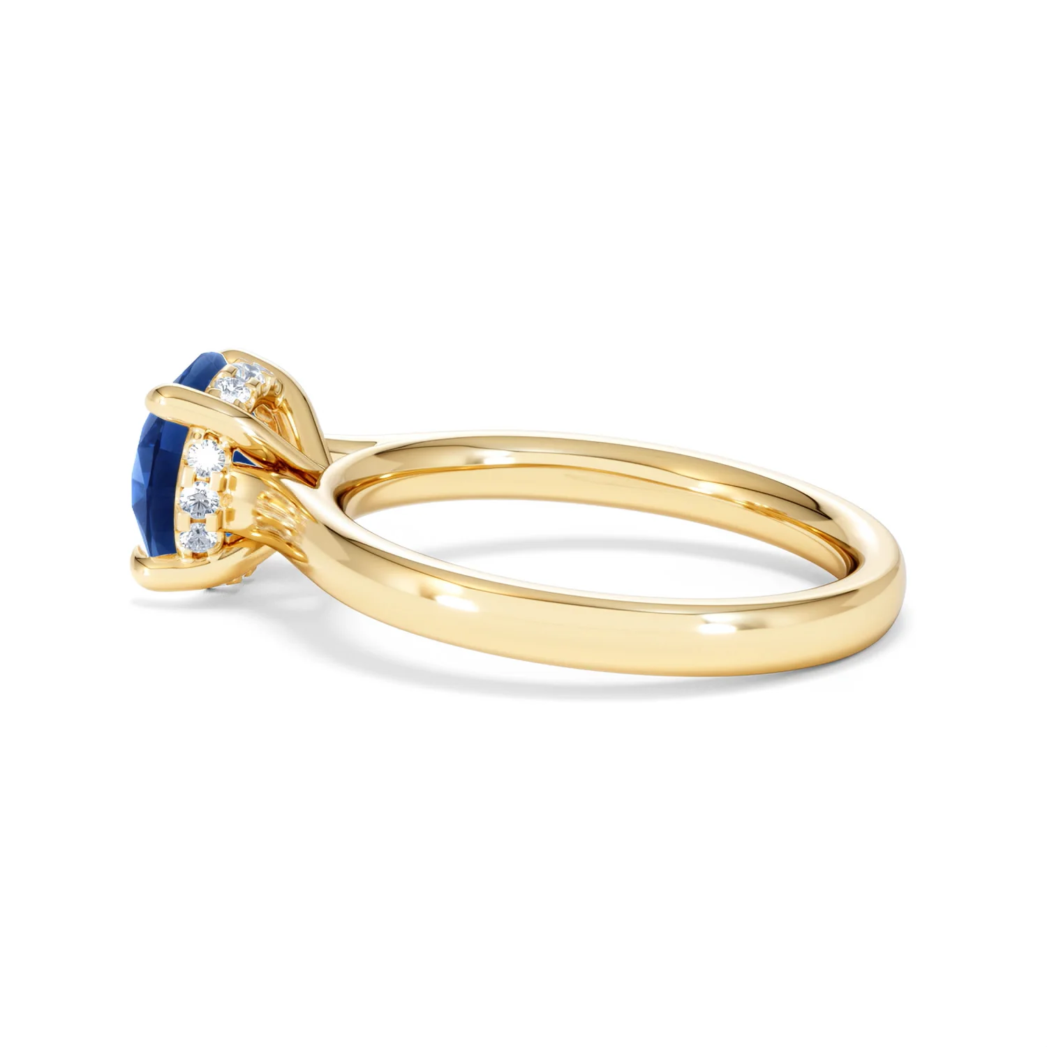 Amora 2.00ct Round Cut Lab Sapphire Hidden Halo Engagement Ring in 18K Yellow Gold - Image 64