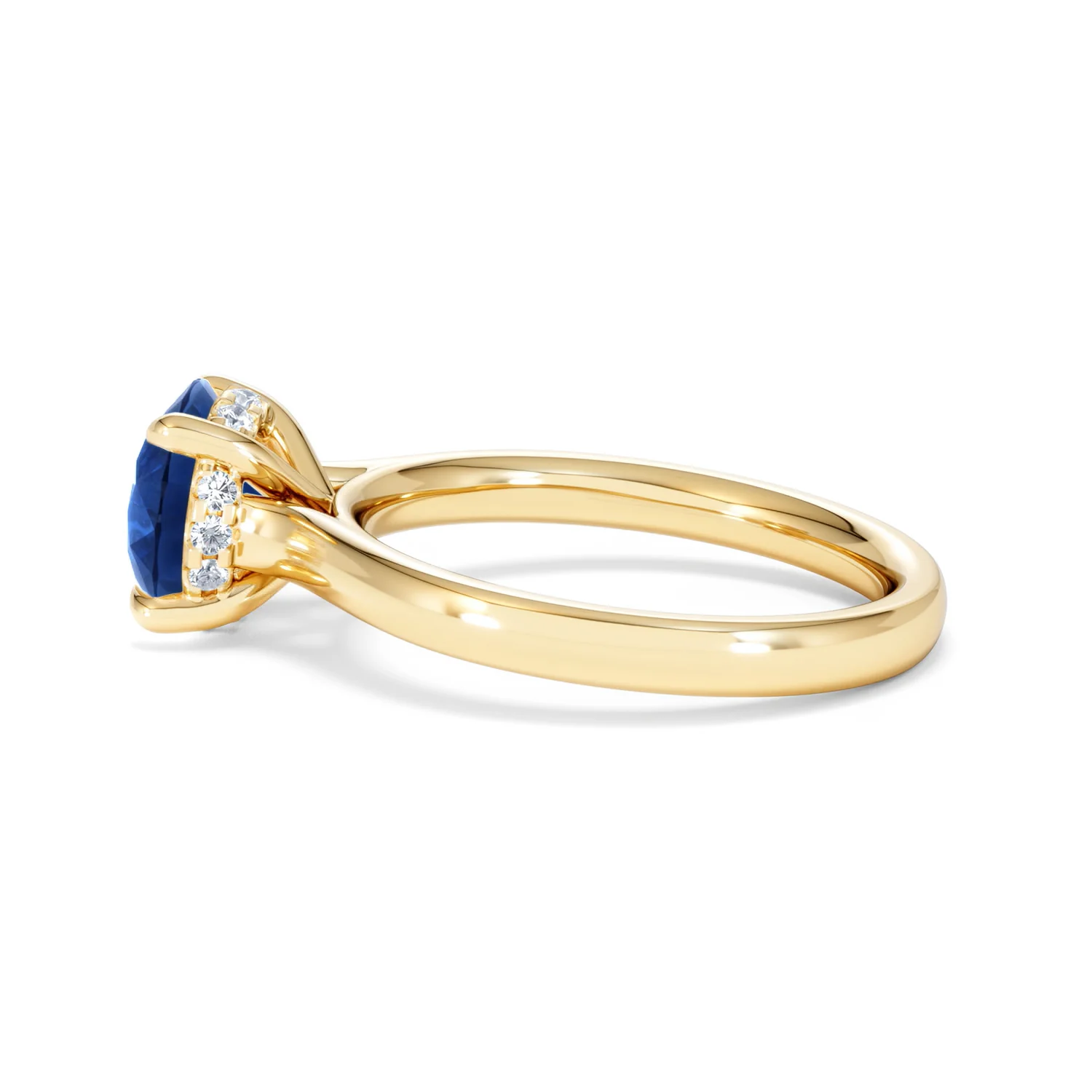 Amora 2.00ct Round Cut Lab Sapphire Hidden Halo Engagement Ring in 18K Yellow Gold - Image 66