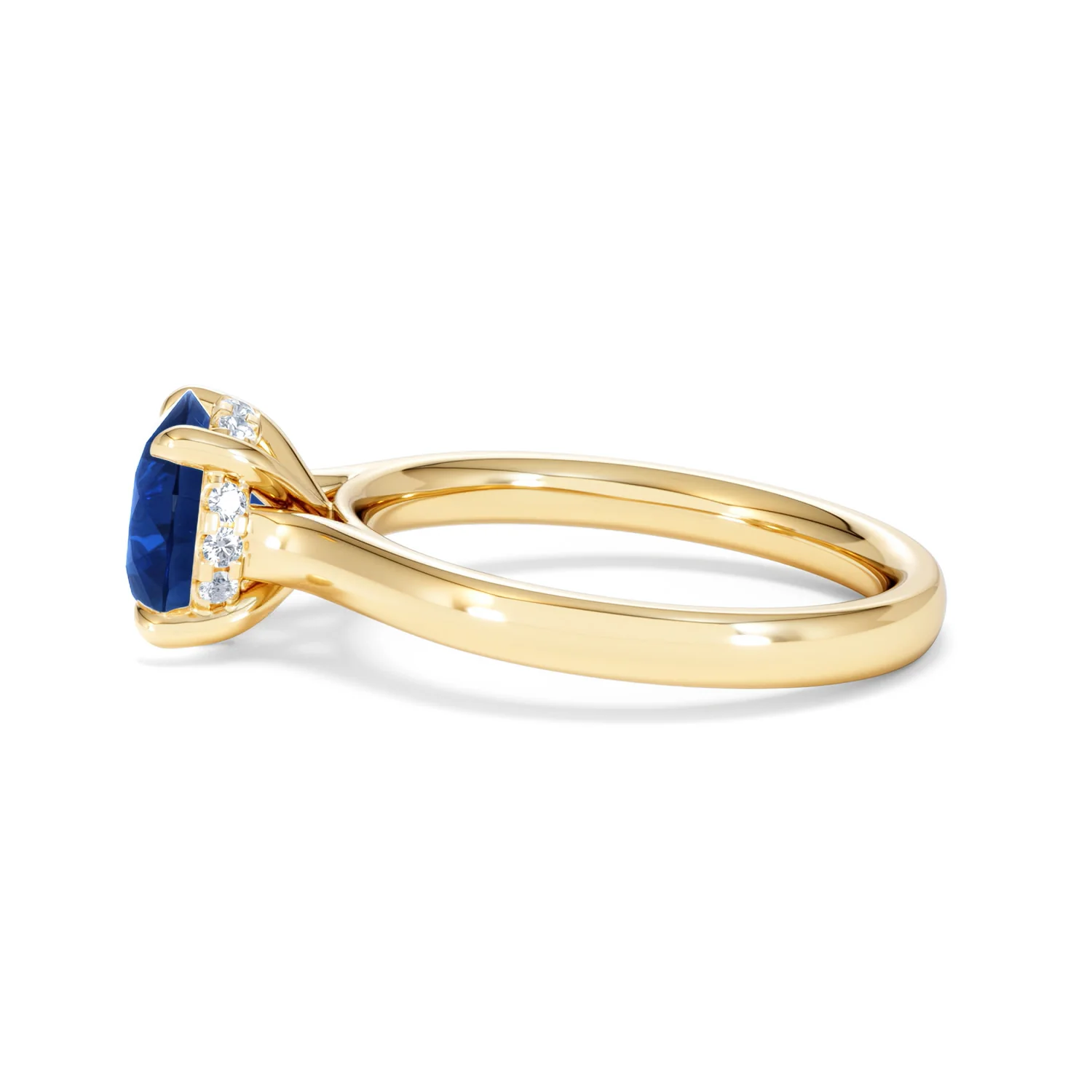 Amora 2.00ct Round Cut Lab Sapphire Hidden Halo Engagement Ring in 18K Yellow Gold - Image 68