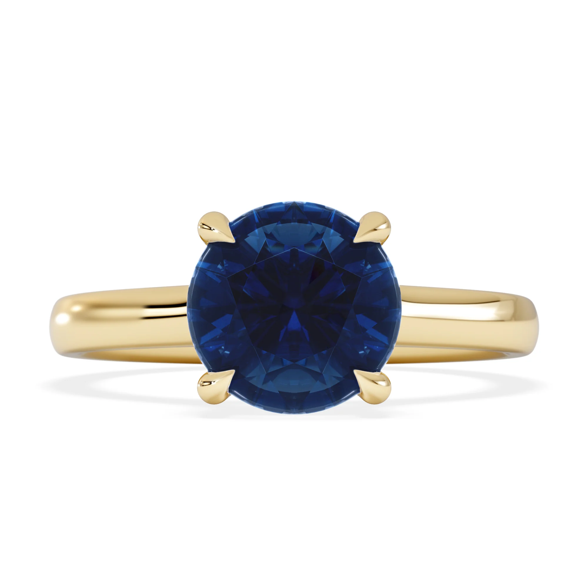 Amora 2.00ct Round Cut Lab Sapphire Hidden Halo Engagement Ring in 18K Yellow Gold - Image 7