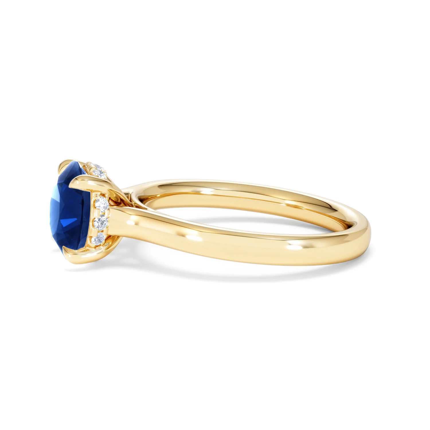 Amora 2.00ct Round Cut Lab Sapphire Hidden Halo Engagement Ring in 18K Yellow Gold - Image 71