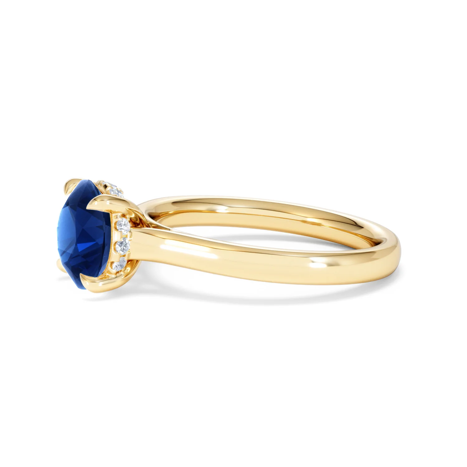 Amora 2.00ct Round Cut Lab Sapphire Hidden Halo Engagement Ring in 18K Yellow Gold - Image 73