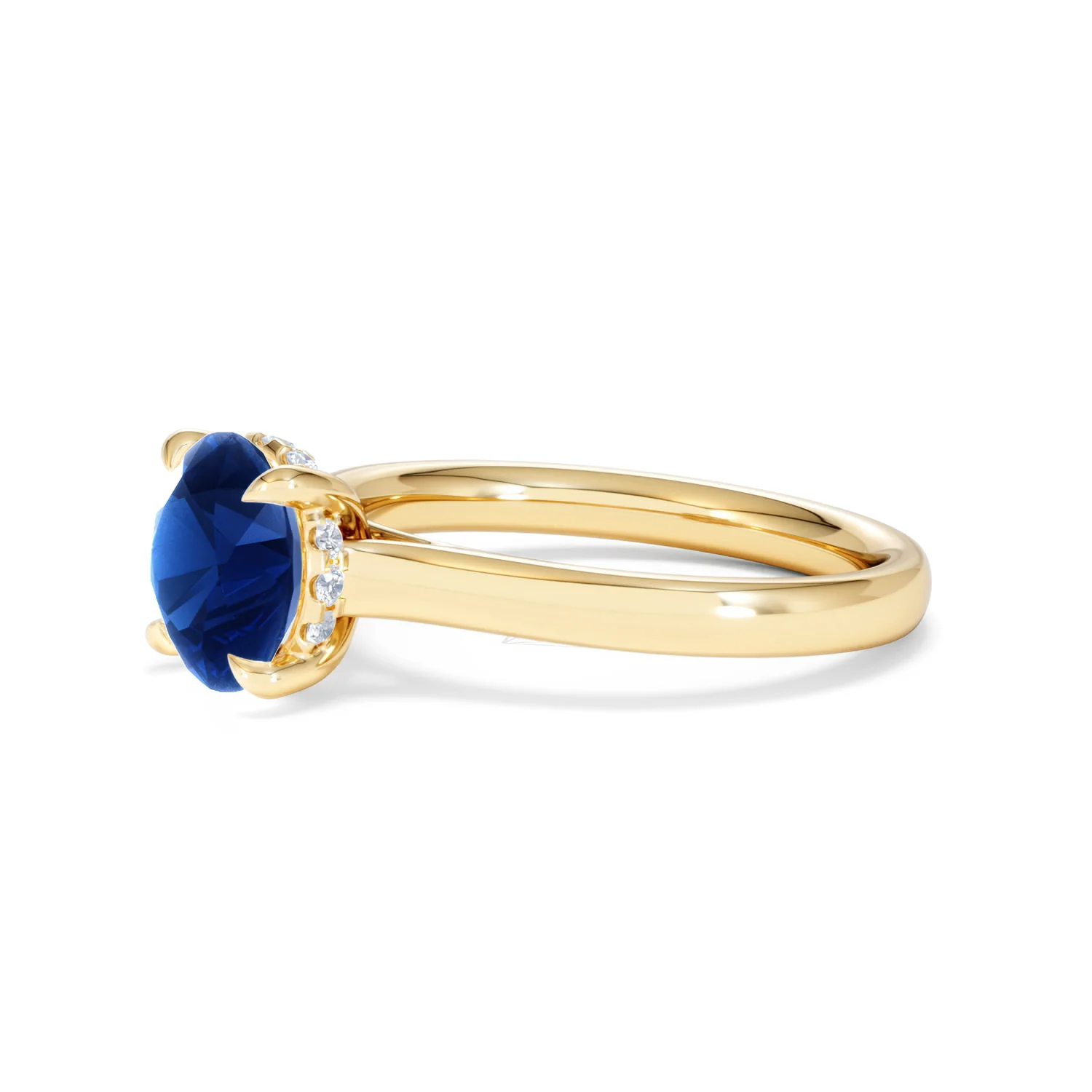 Amora 2.00ct Round Cut Lab Sapphire Hidden Halo Engagement Ring in 18K Yellow Gold - Image 75