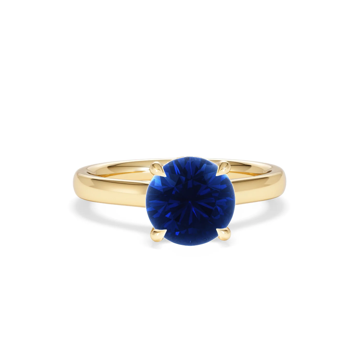 Amora 2.00ct Round Cut Lab Sapphire Hidden Halo Engagement Ring in 18K Yellow Gold - Image 9
