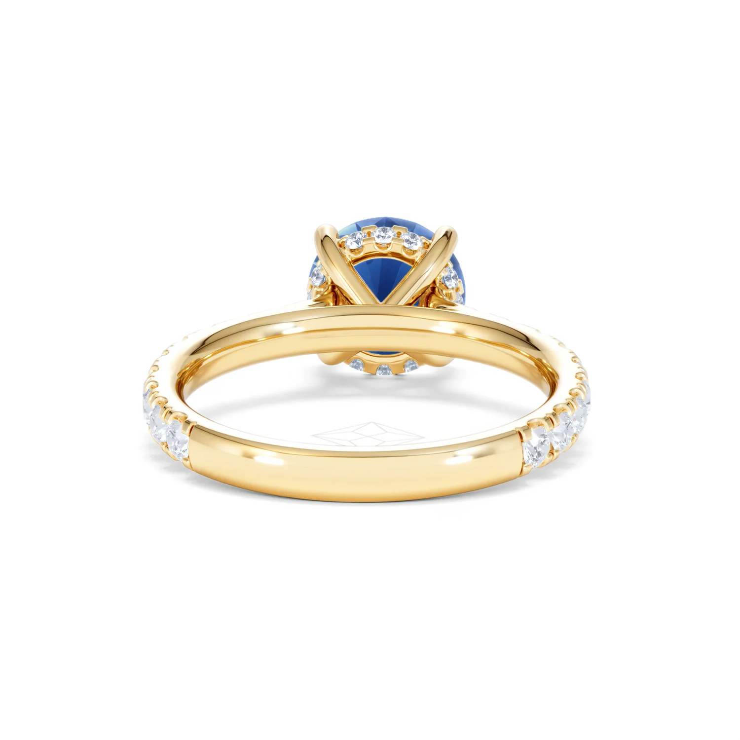 Amora 2.00ct Round Cut Lab Sapphire Hidden Halo Engagement Ring in with Side Stones 18K Yellow Gold - Image 48