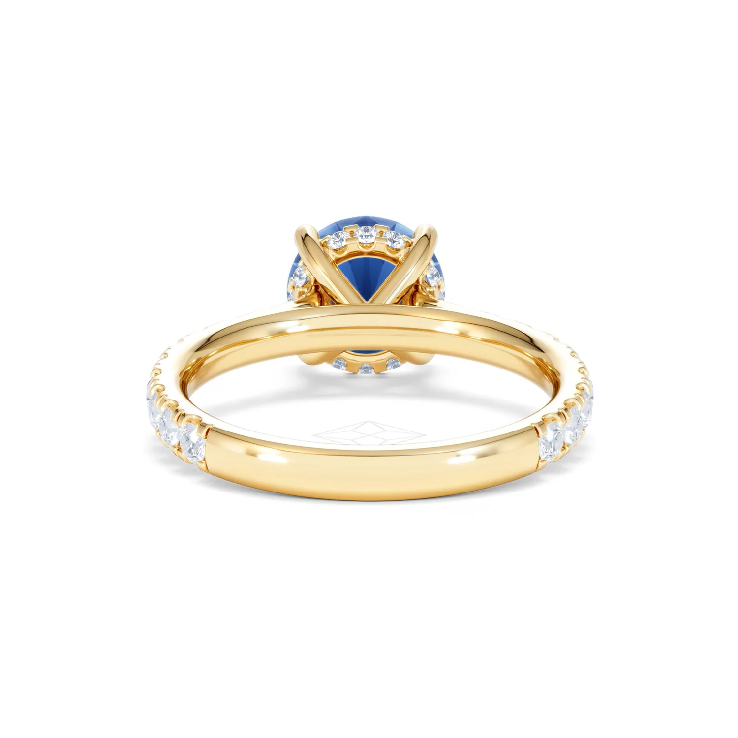 Amora 2.00ct Round Cut Lab Sapphire Hidden Halo Engagement Ring in with Side Stones 18K Yellow Gold - Image 49
