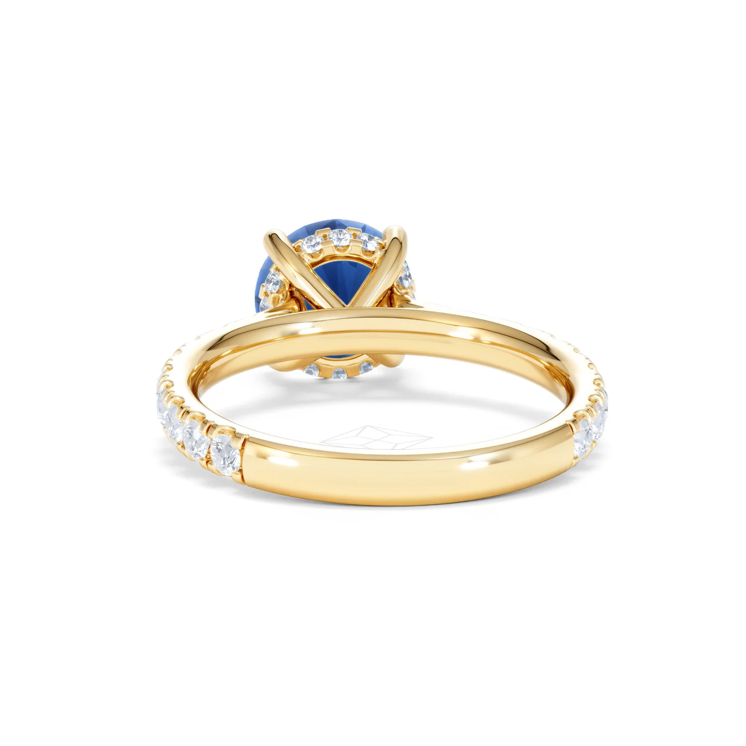 Amora 2.00ct Round Cut Lab Sapphire Hidden Halo Engagement Ring in with Side Stones 18K Yellow Gold - Image 51