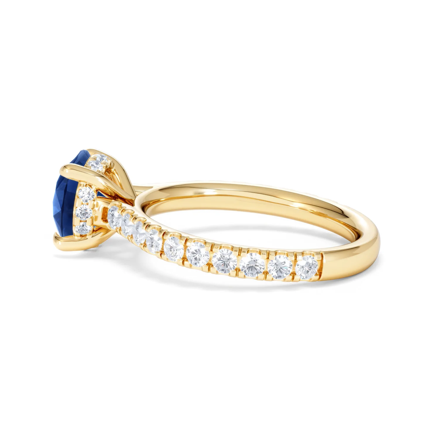 Amora 2.00ct Round Cut Lab Sapphire Hidden Halo Engagement Ring in with Side Stones 18K Yellow Gold - Image 66