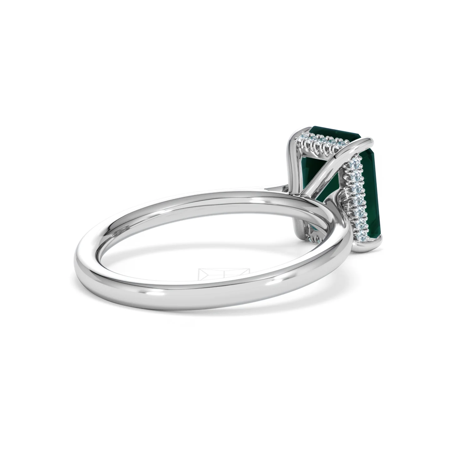 Amora 2.50ct Emerald Cut Lab Hidden Halo Emerald Engagement Ring in 18K White Gold - Image 39