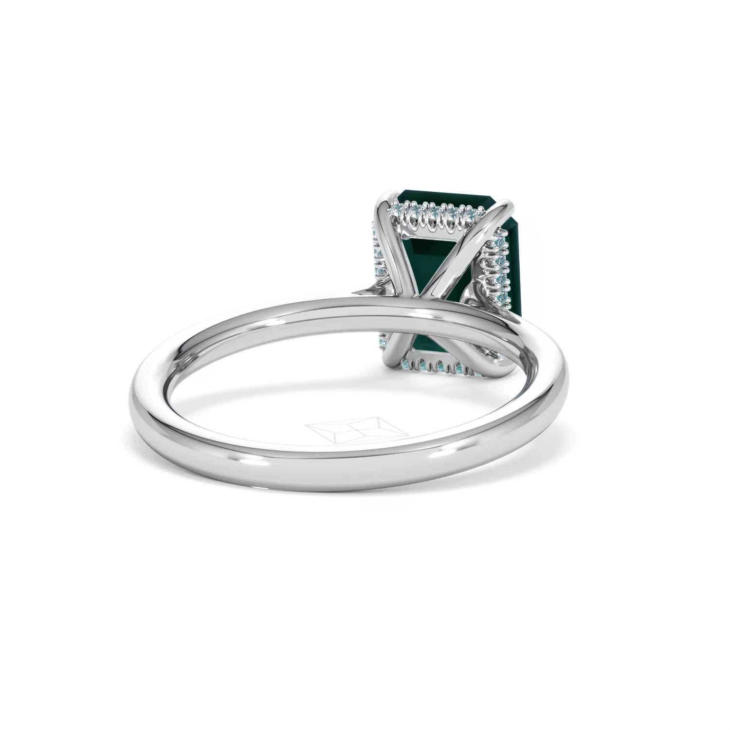 Amora 2.50ct Emerald Cut Lab Hidden Halo Emerald Engagement Ring in 18K White Gold - Image 44