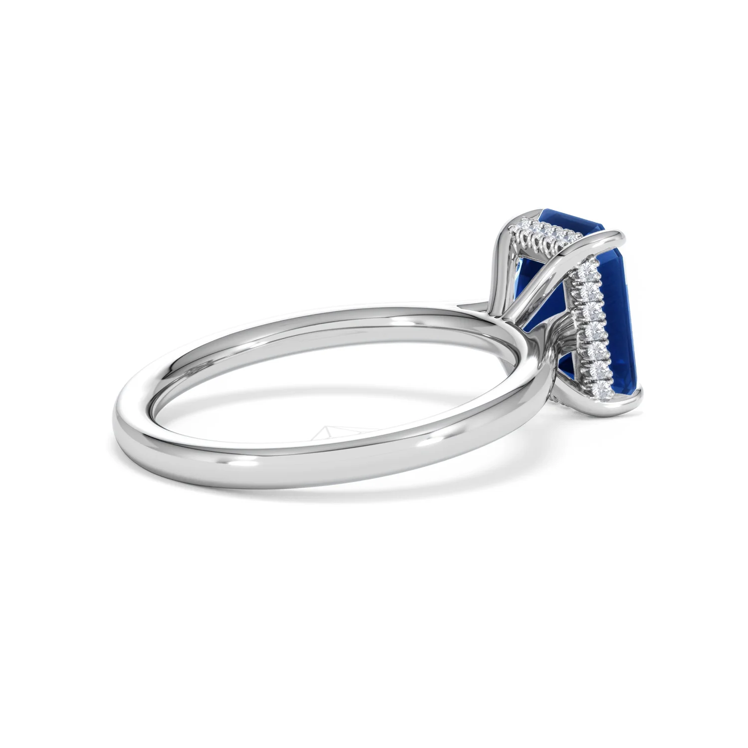 Amora 2.50ct Emerald Cut Lab Sapphire Hidden Halo Engagement Ring in 18K White Gold - Image 36