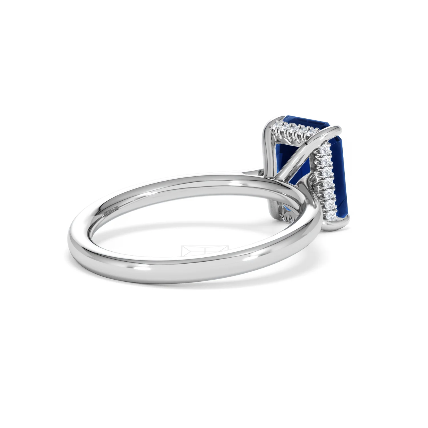 Amora 2.50ct Emerald Cut Lab Sapphire Hidden Halo Engagement Ring in 18K White Gold - Image 39
