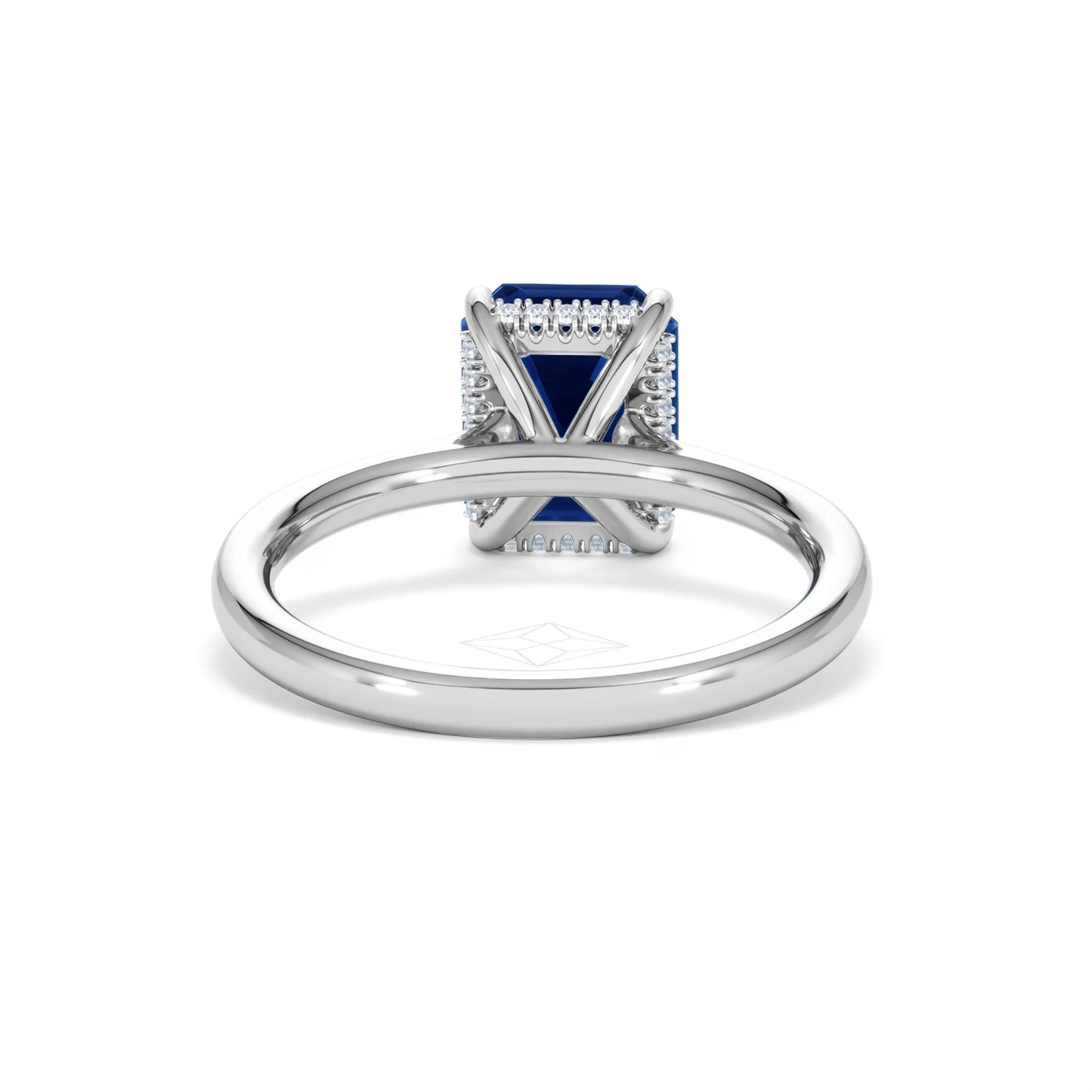 Amora 2.50ct Emerald Cut Lab Sapphire Hidden Halo Engagement Ring in 18K White Gold - Image 48