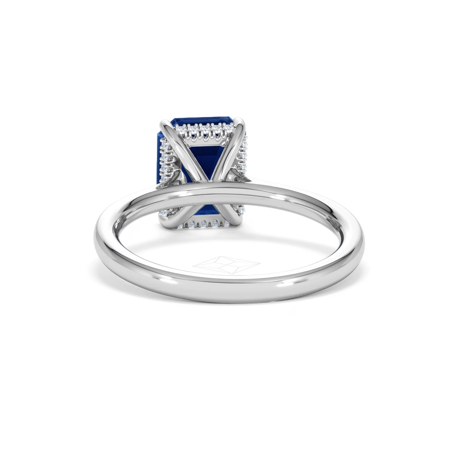 Amora 2.50ct Emerald Cut Lab Sapphire Hidden Halo Engagement Ring in 18K White Gold - Image 51