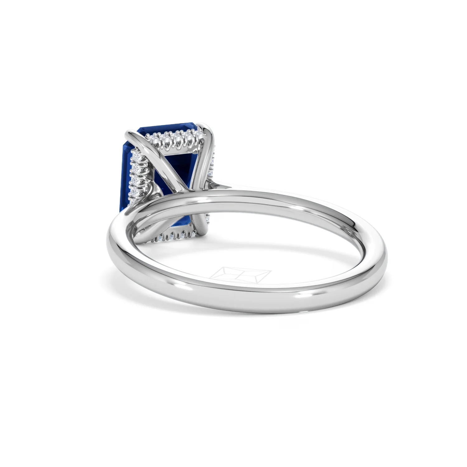 Amora 2.50ct Emerald Cut Lab Sapphire Hidden Halo Engagement Ring in 18K White Gold - Image 55