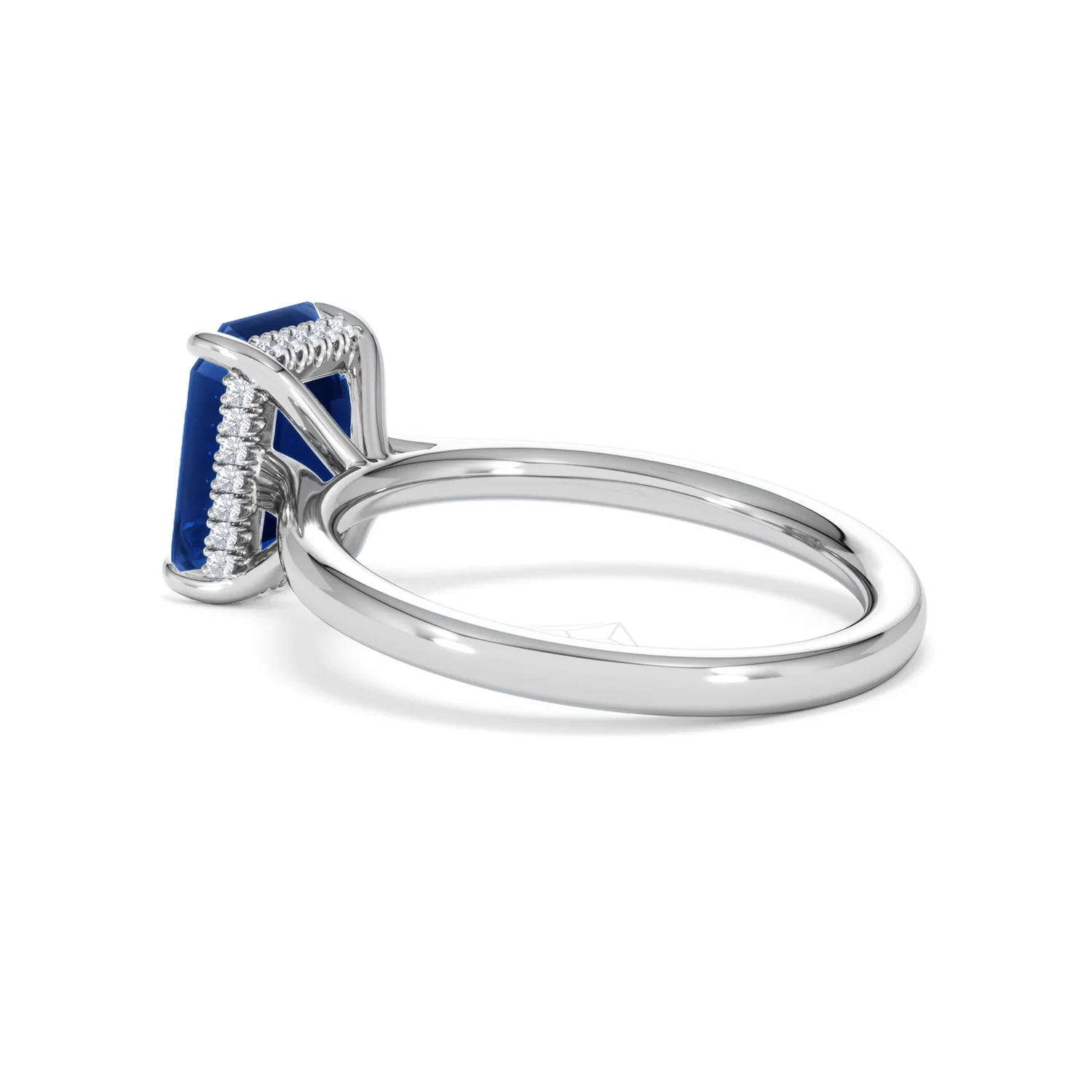 Amora 2.50ct Emerald Cut Lab Sapphire Hidden Halo Engagement Ring in 18K White Gold - Image 61