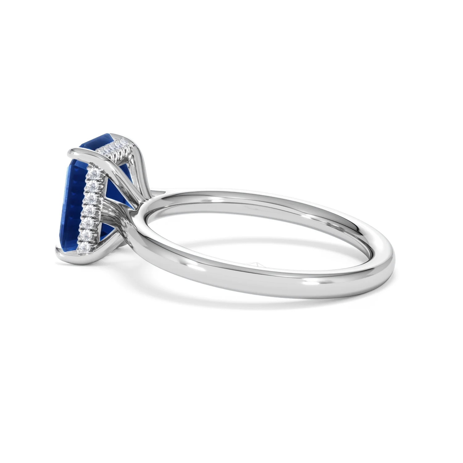 Amora 2.50ct Emerald Cut Lab Sapphire Hidden Halo Engagement Ring in 18K White Gold - Image 64