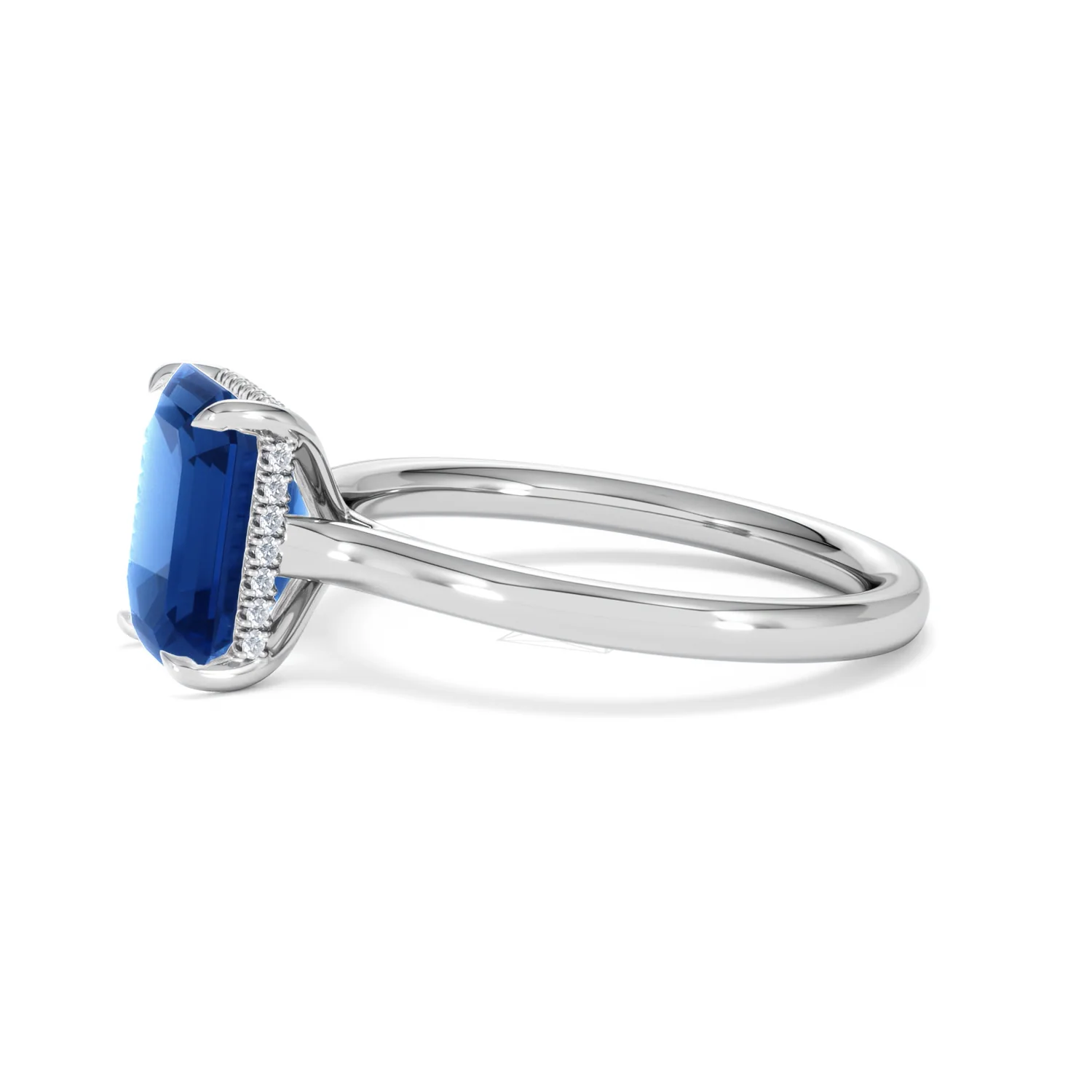Amora 2.50ct Emerald Cut Lab Sapphire Hidden Halo Engagement Ring in 18K White Gold - Image 73