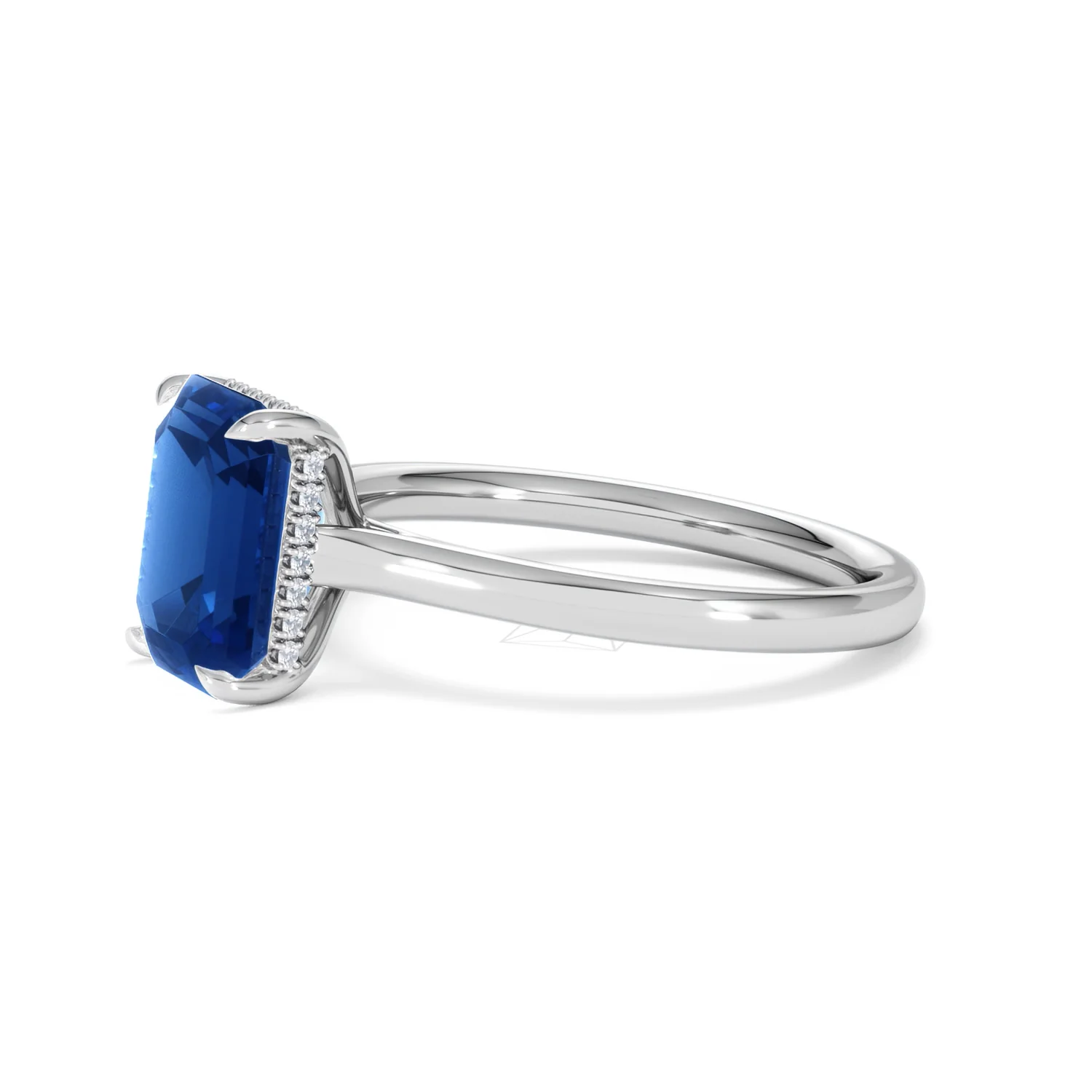 Amora 2.50ct Emerald Cut Lab Sapphire Hidden Halo Engagement Ring in 18K White Gold - Image 75