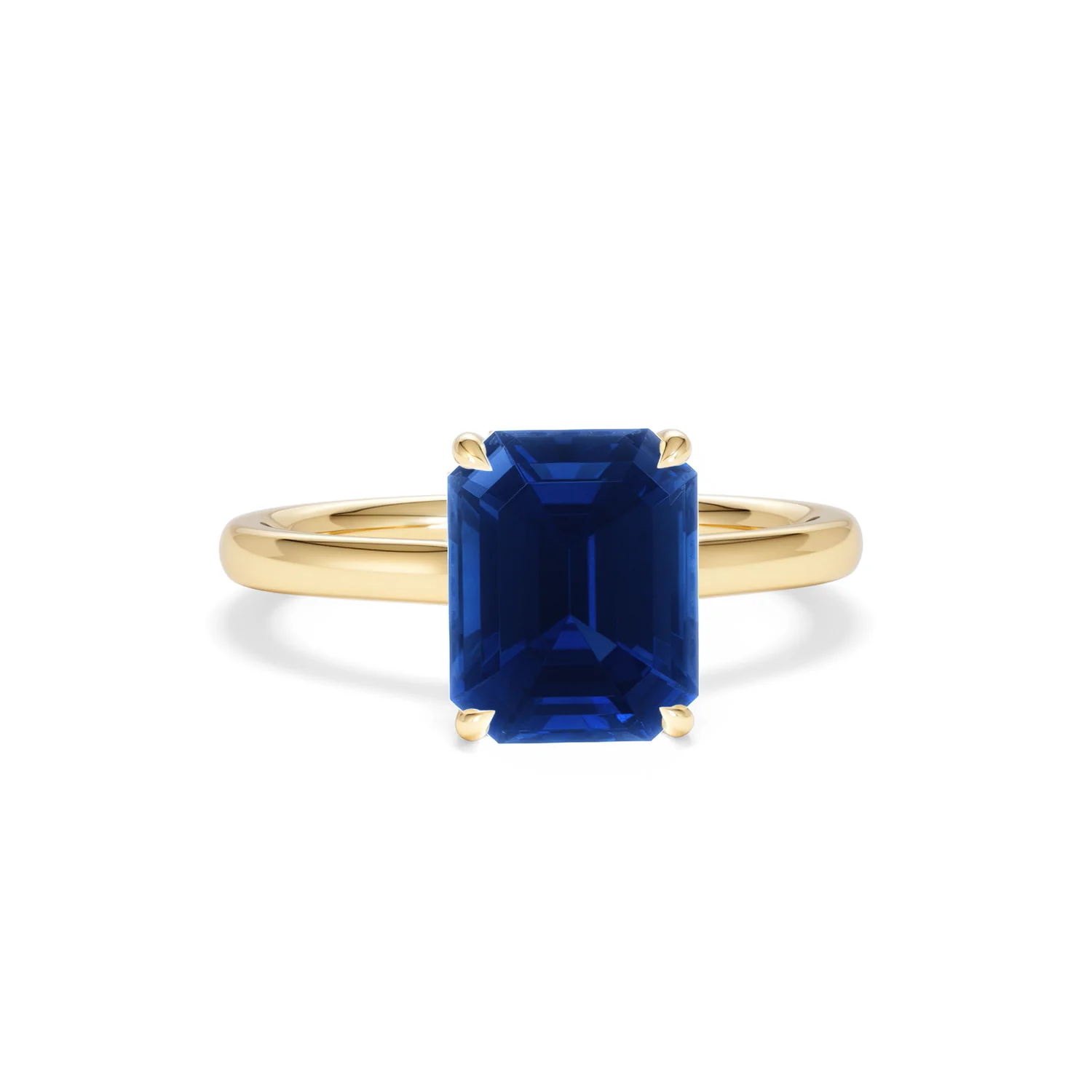 Amora 2.50ct Emerald Cut Lab Sapphire Hidden Halo Engagement Ring in 18K Yellow Gold - Image 10