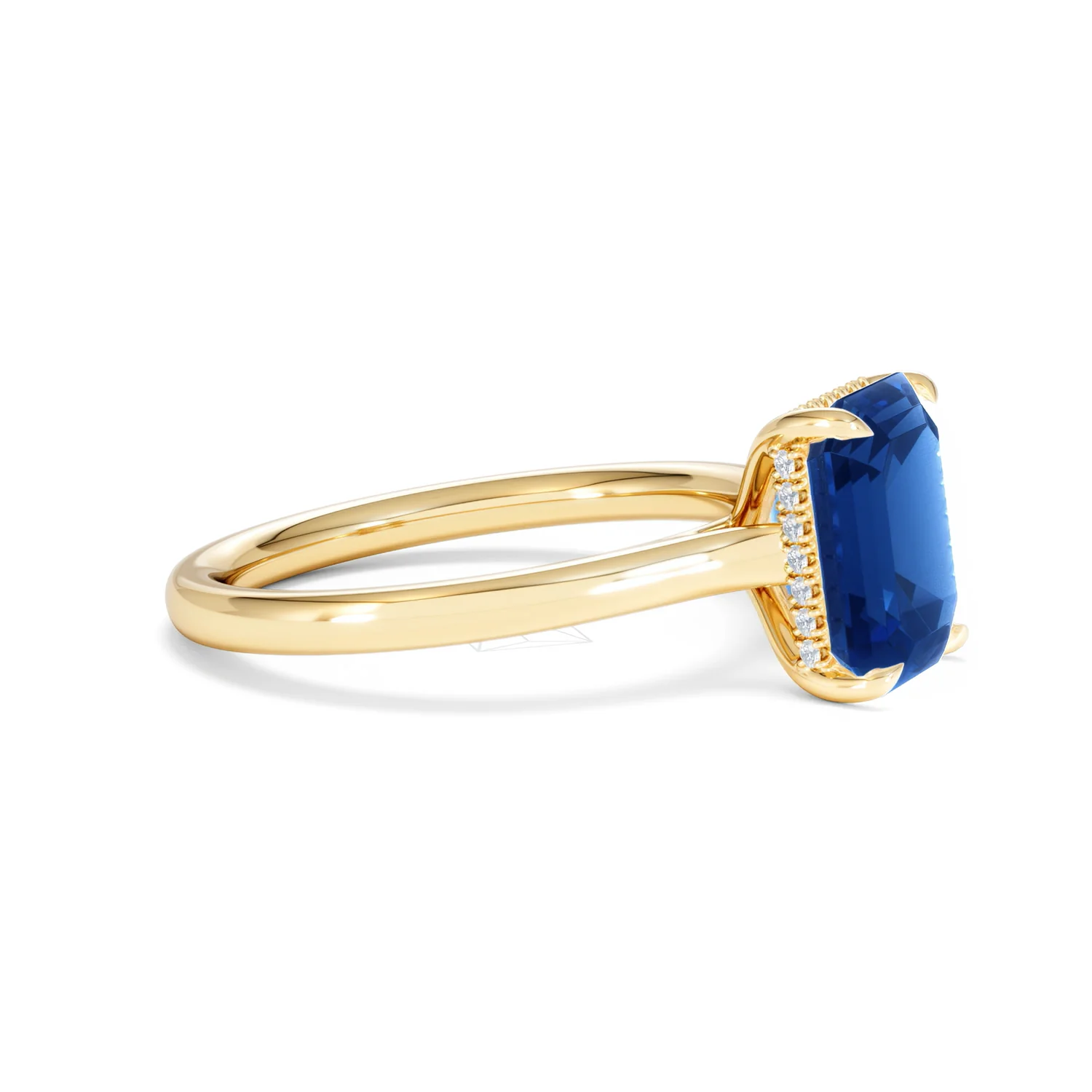 Amora 2.50ct Emerald Cut Lab Sapphire Hidden Halo Engagement Ring in 18K Yellow Gold - Image 23