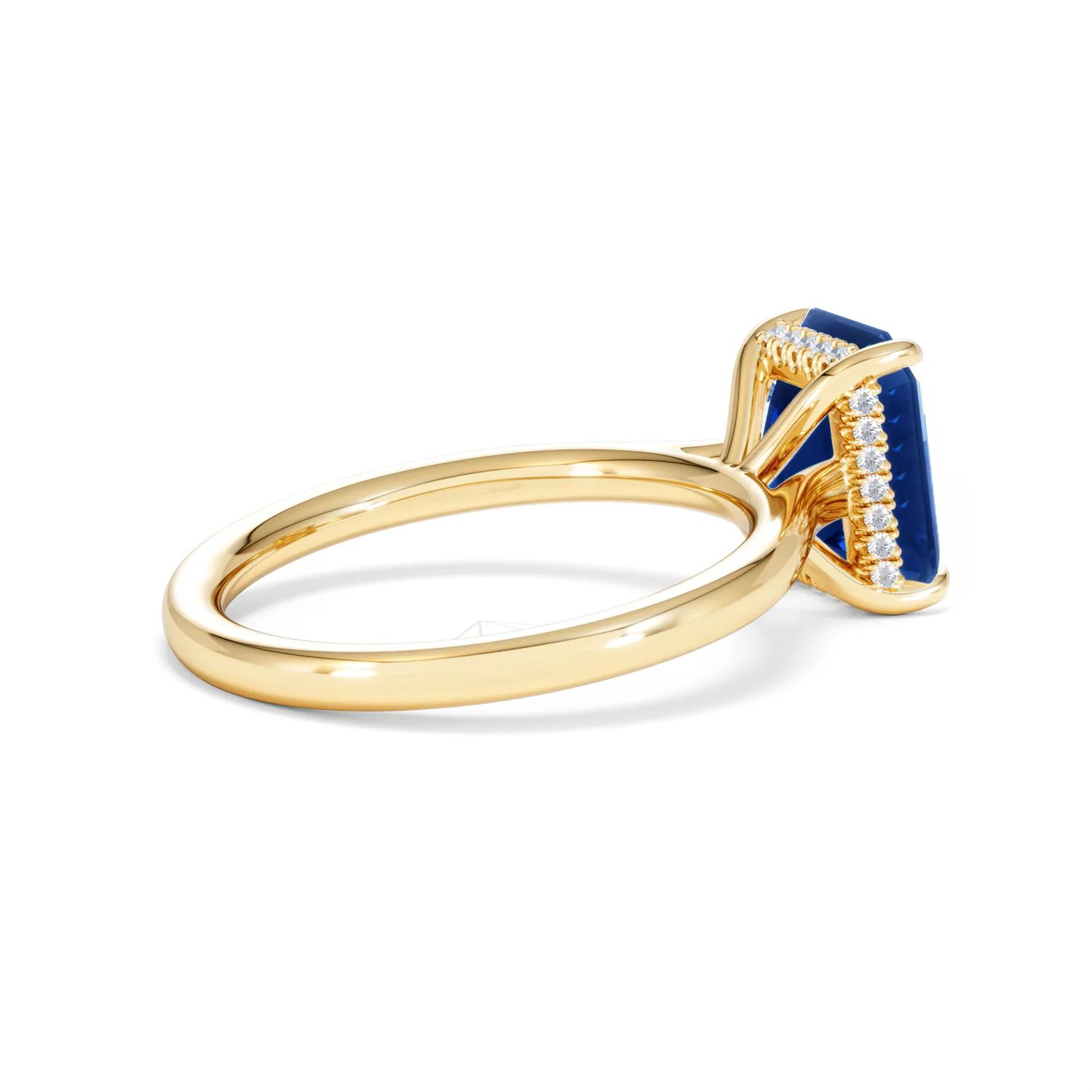Amora 2.50ct Emerald Cut Lab Sapphire Hidden Halo Engagement Ring in 18K Yellow Gold - Image 35