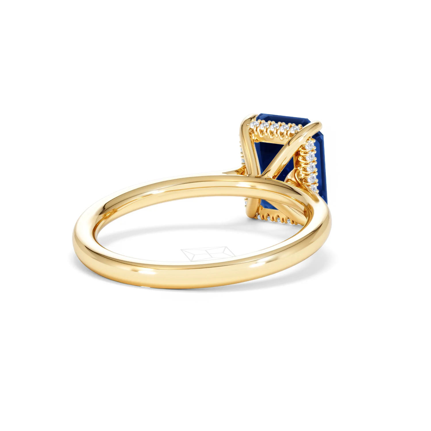 Amora 2.50ct Emerald Cut Lab Sapphire Hidden Halo Engagement Ring in 18K Yellow Gold - Image 42
