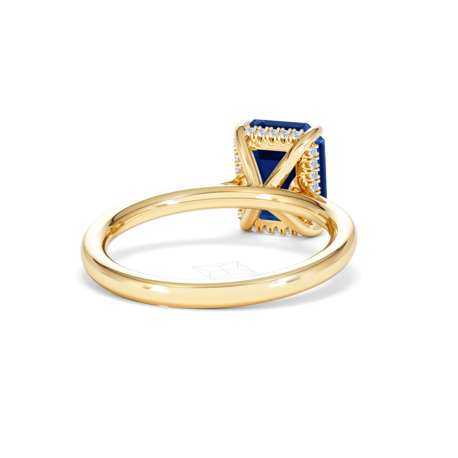 Amora 2.50ct Emerald Cut Lab Sapphire Hidden Halo Engagement Ring in 18K Yellow Gold - Image 44