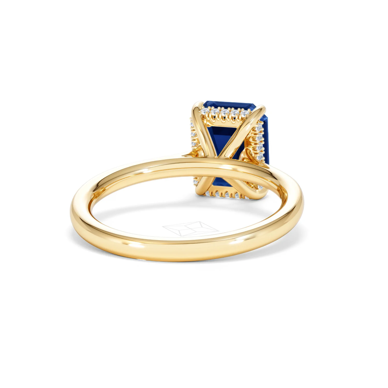 Amora 2.50ct Emerald Cut Lab Sapphire Hidden Halo Engagement Ring in 18K Yellow Gold - Image 45