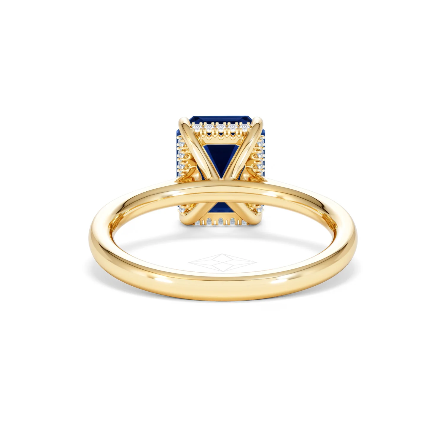 Amora 2.50ct Emerald Cut Lab Sapphire Hidden Halo Engagement Ring in 18K Yellow Gold - Image 49
